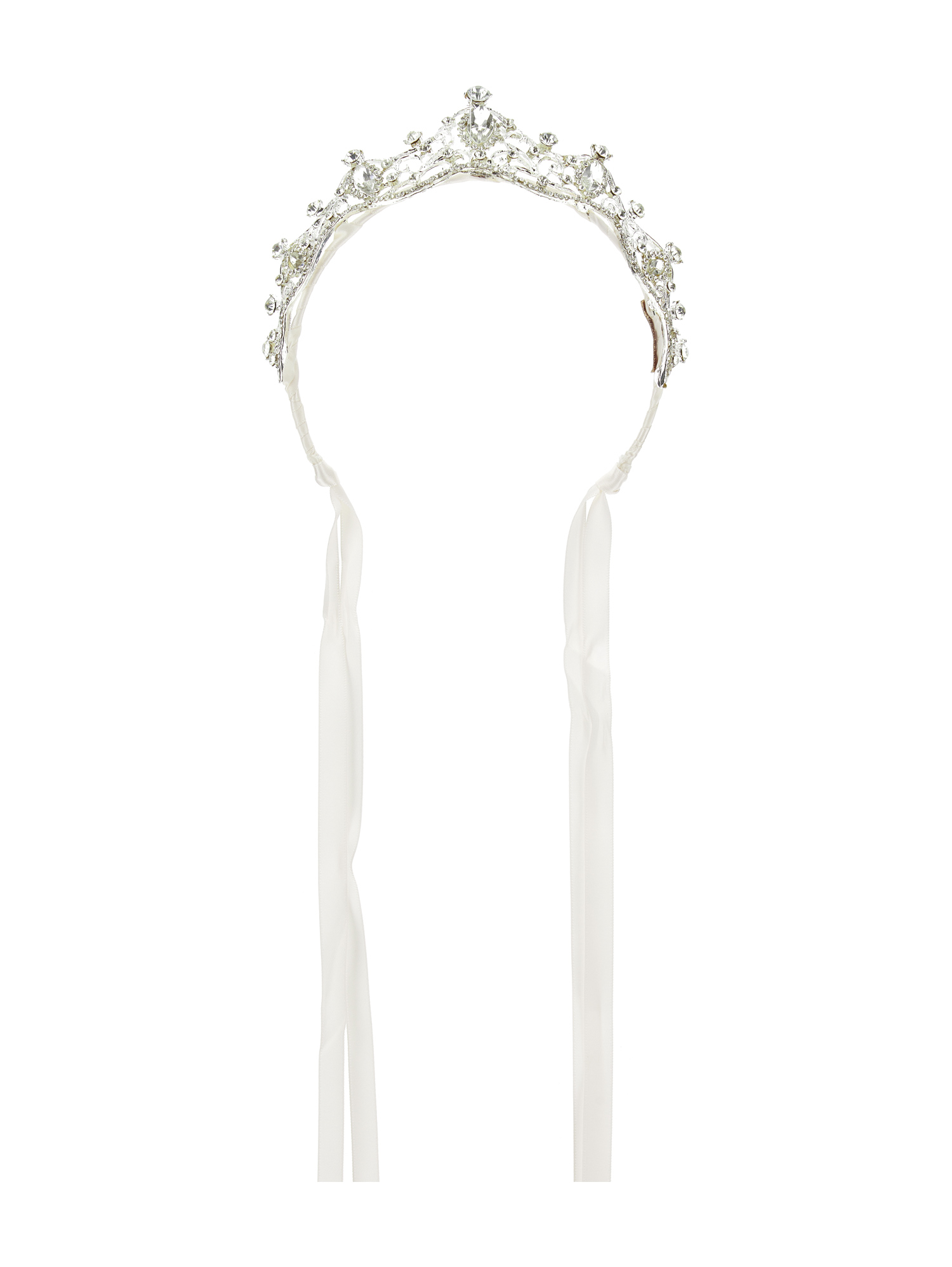 Monnalisa Tiara In Rhinestones And Bezels In Cream