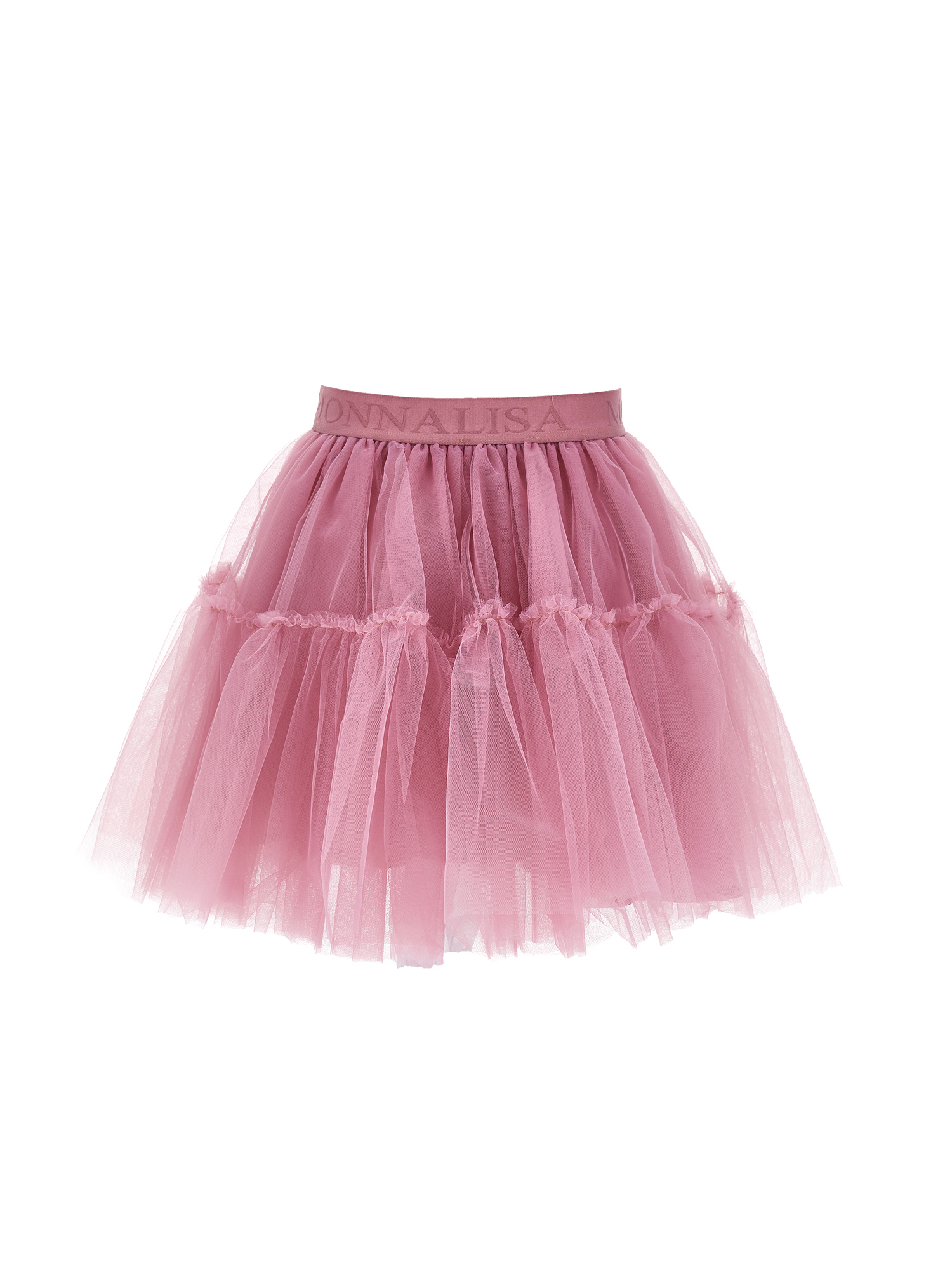 Monnalisa Logo-jacquard Tulle Tutu In Powder Pink