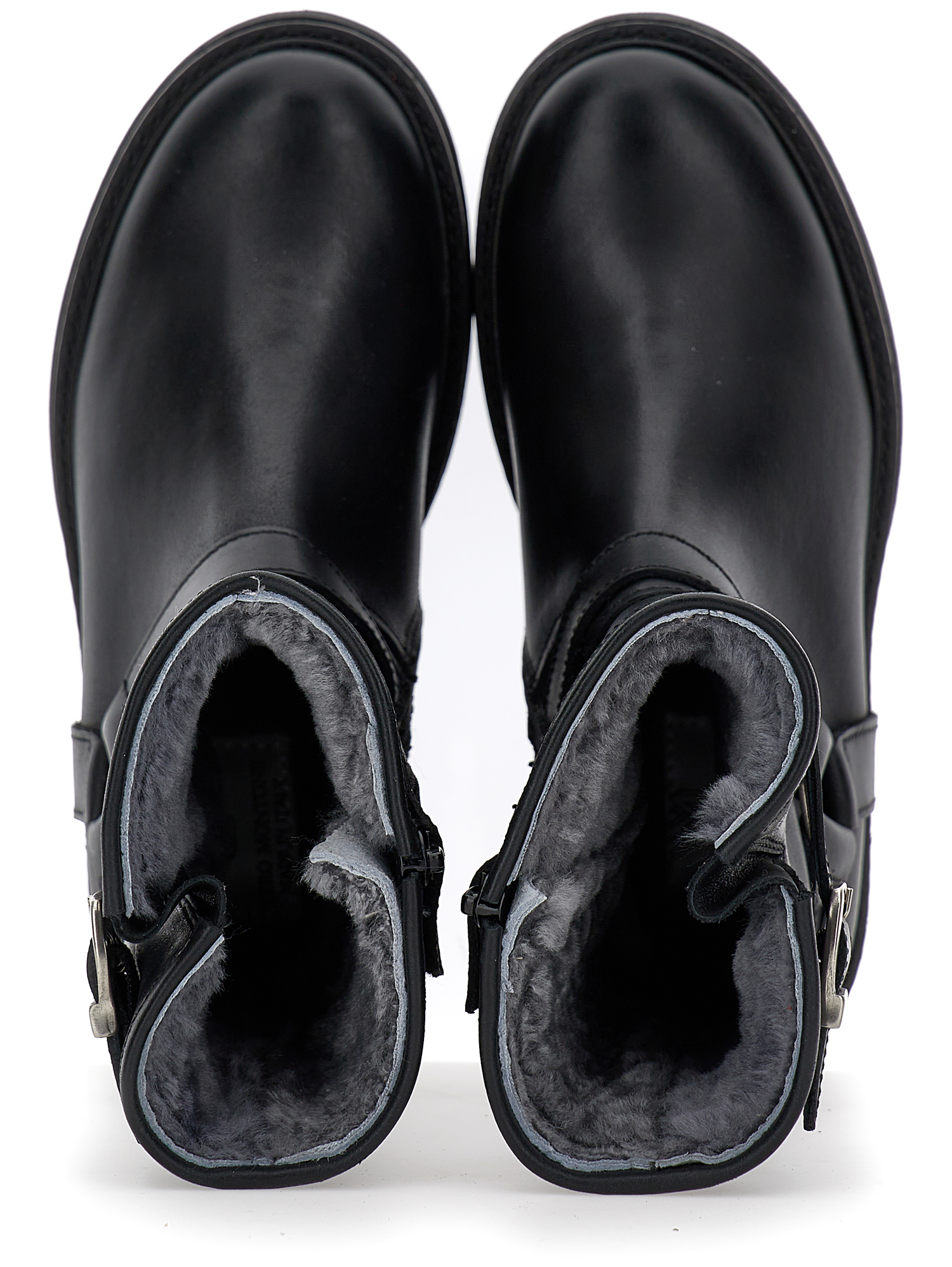 Monnalisa Leather Boots With Buckles In Black