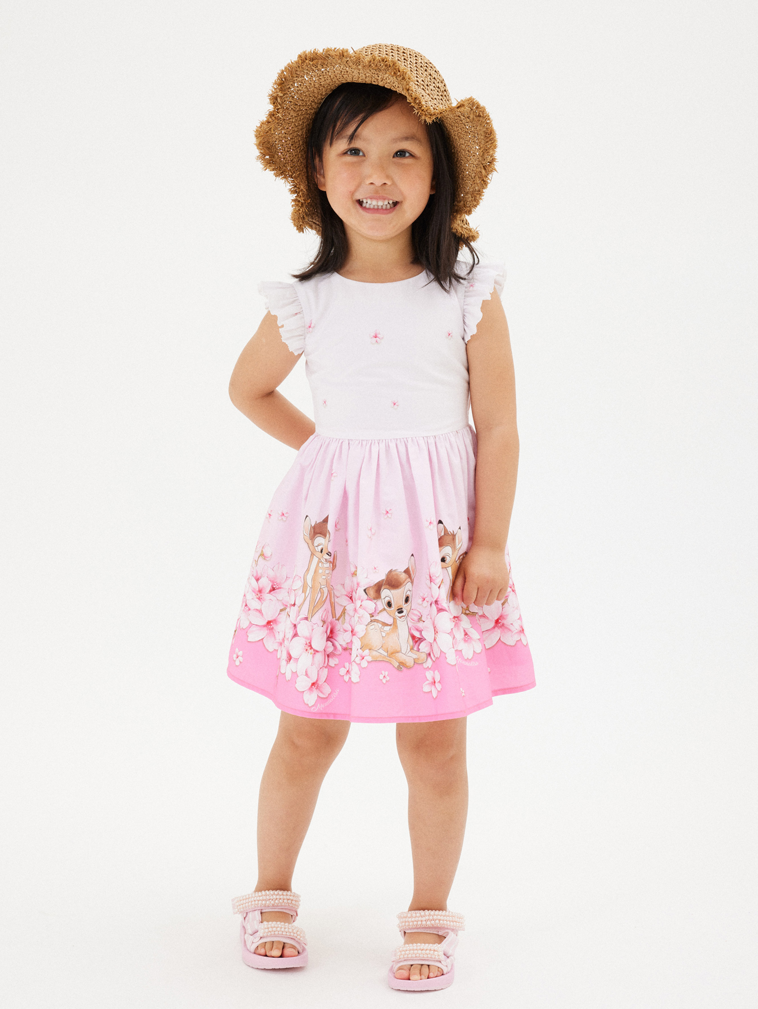 ★2025SS新作★EXPIRED GIRL★Bambi Frill Dress 4475 Children Dress Autumn 2024 New Linen Ruffled Slit Hem