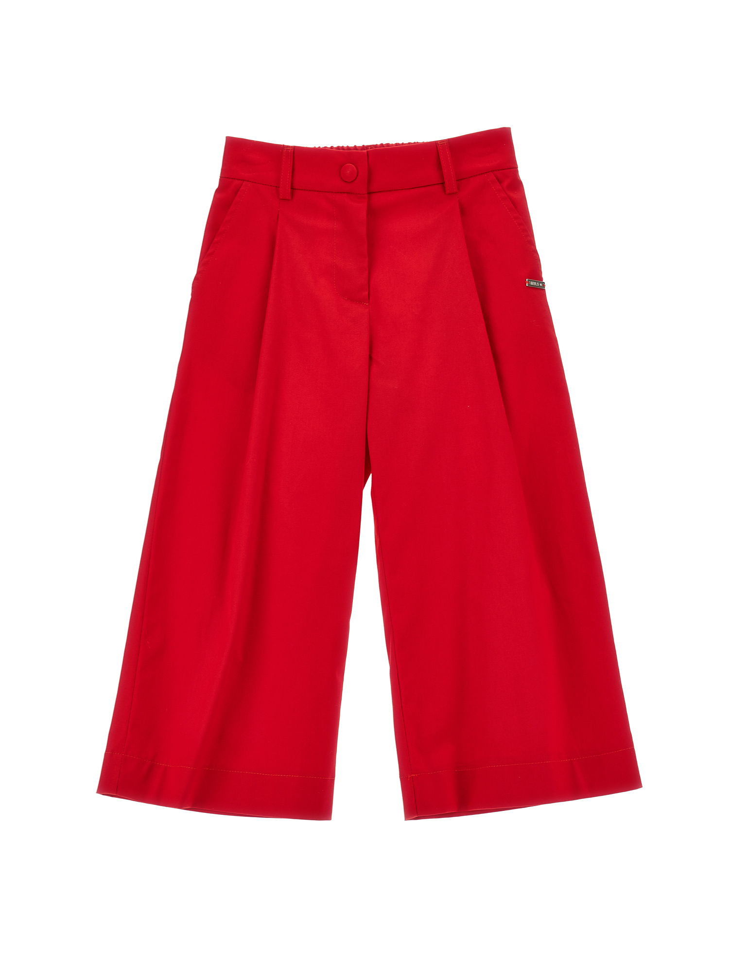 Monnalisa Cropped Gabardine Trousers In Red