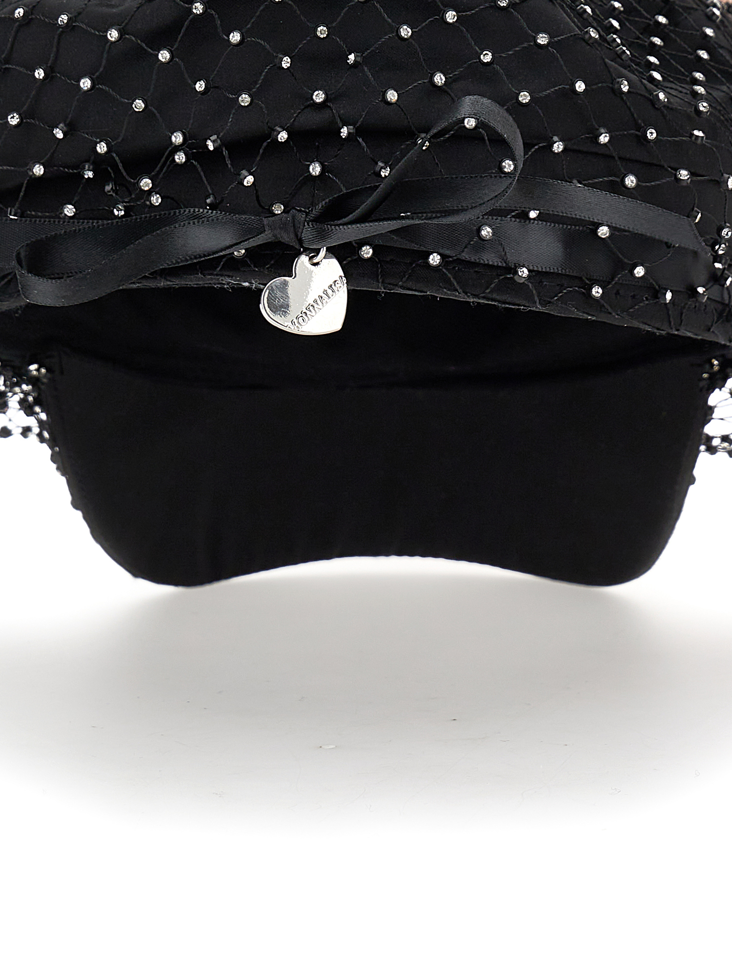 Monnalisa Satin Hat With Rhinestones In Black