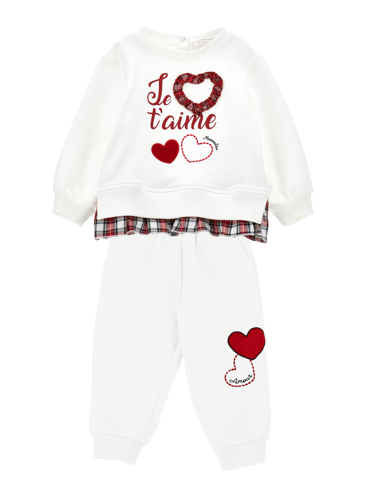 Monnalisa Cotton Fleece Set In Cream