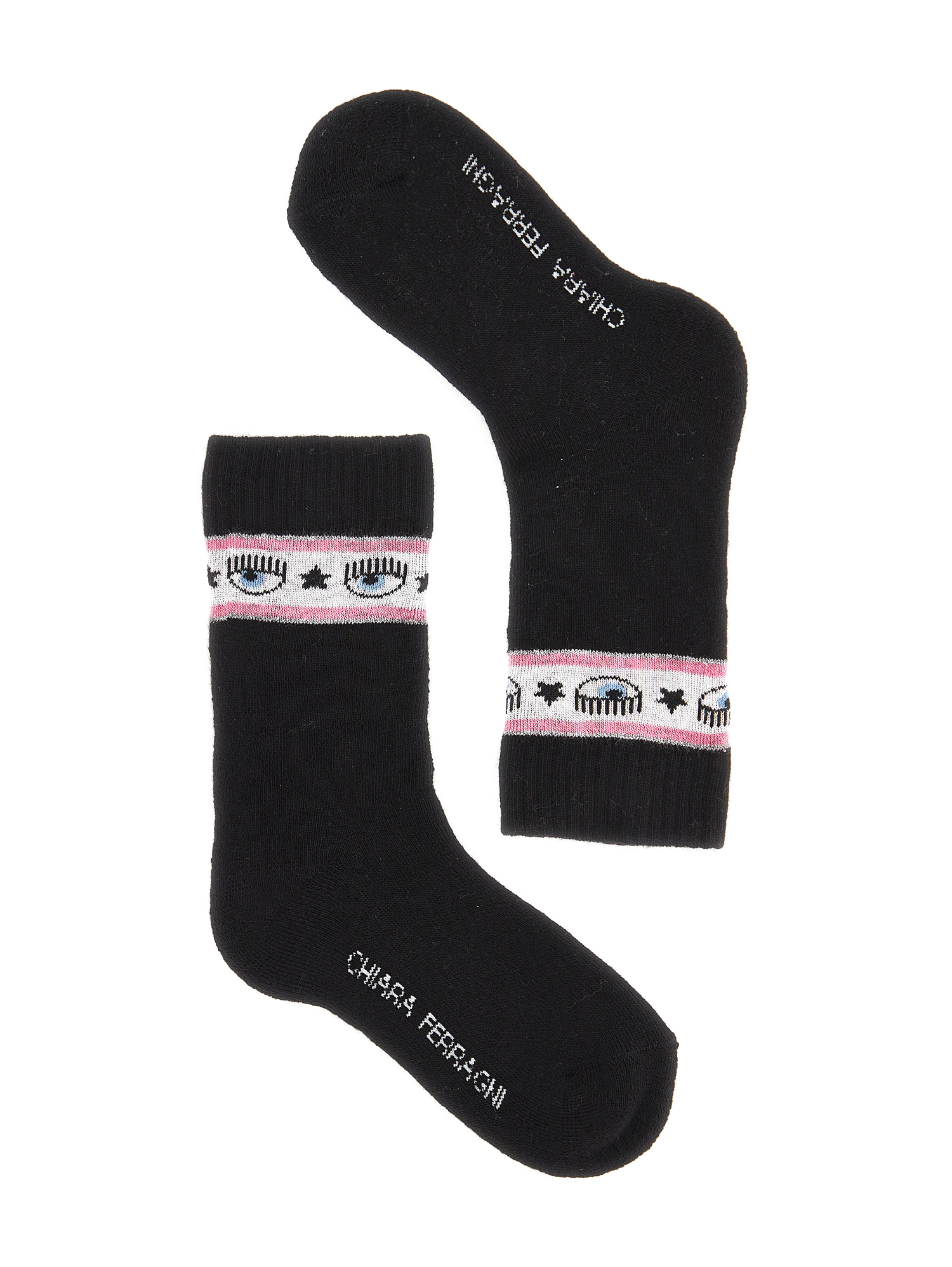 Chiara Ferragni Maxilogomania Cotton Socks In Black
