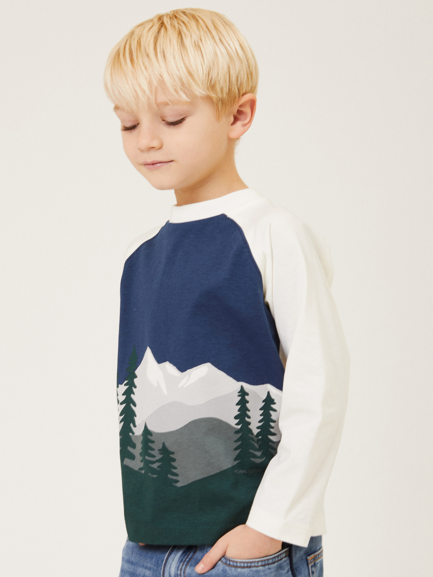 Monnalisa Landscape Print Cotton T-shirt In Gardeniacf