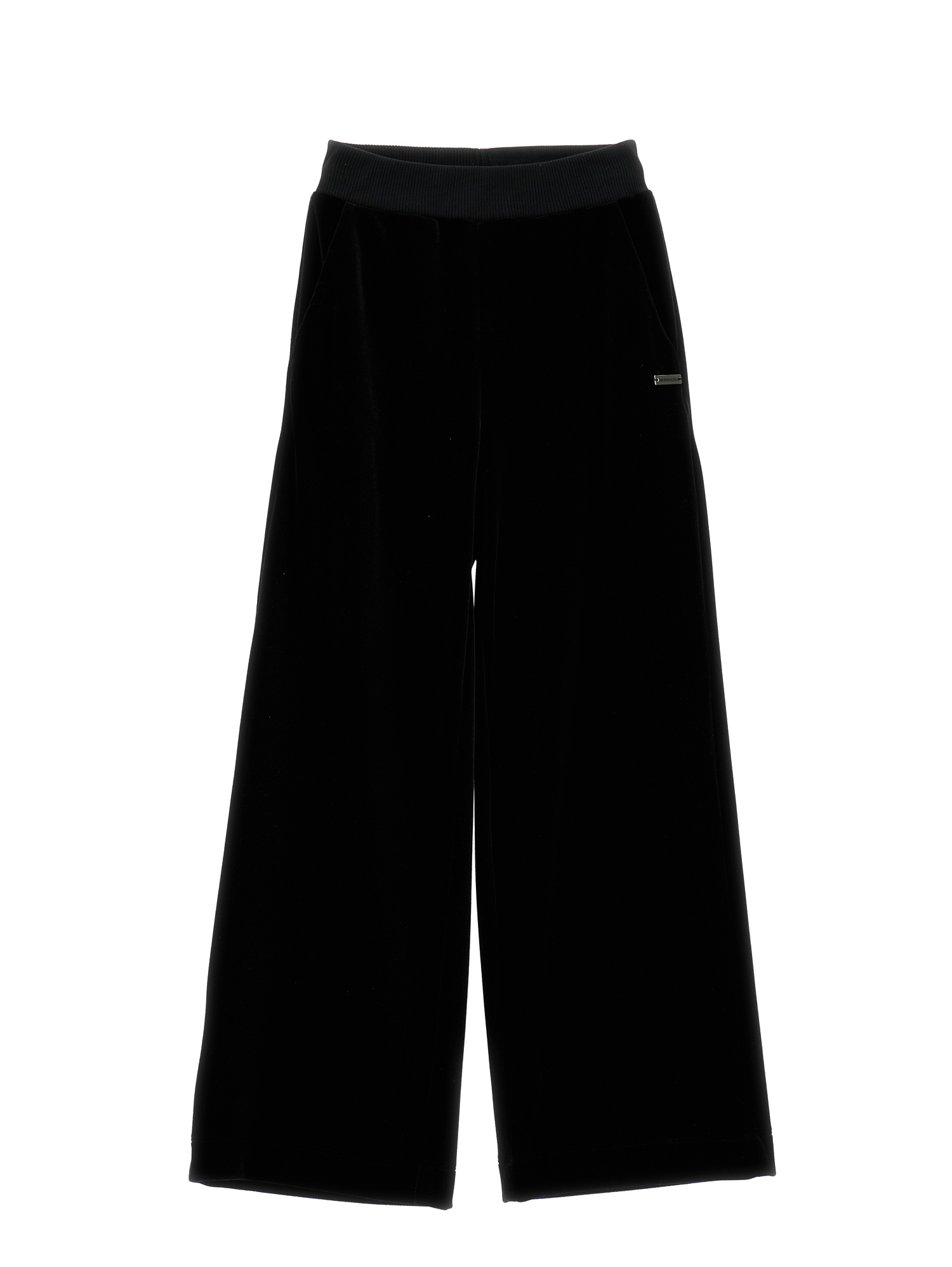 Shop Monnalisa Chenille Palazzo Trousers In Black