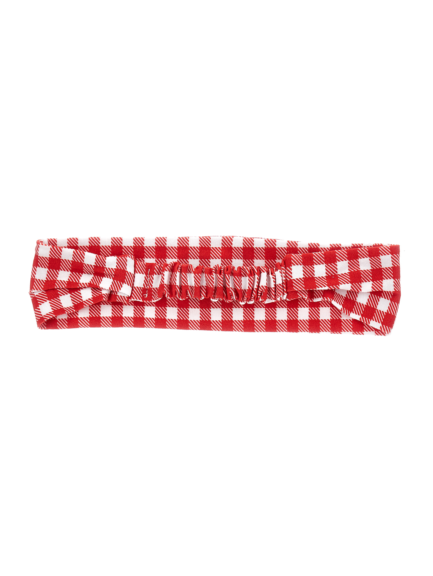 Monnalisa Gingham Teddy Hair Band In White + Red