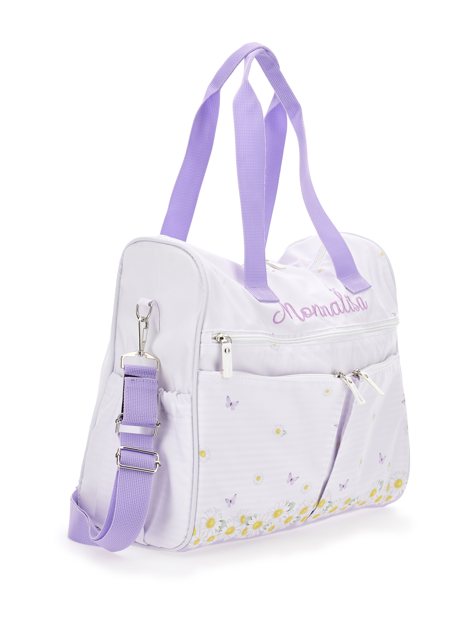 Shop Monnalisa Daisies Cloth Nursery Bag In White