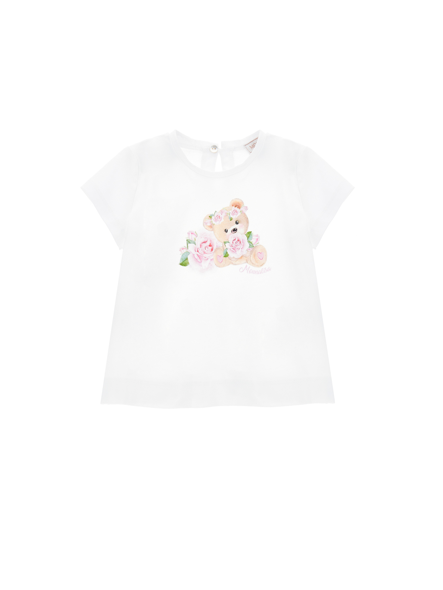 Monnalisa Babies'   T-shirt With Teddy Bear Print In White