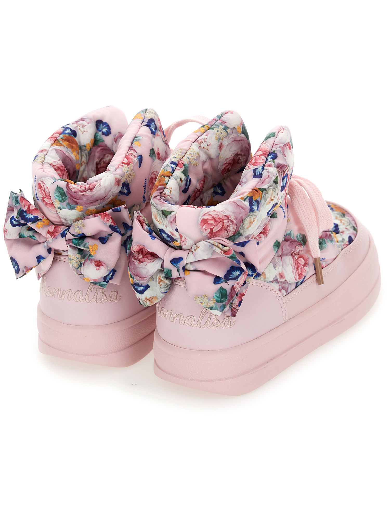 Shop Monnalisa Padded Technical Fabric Ankle Boots In Cyclamen + Multicolor