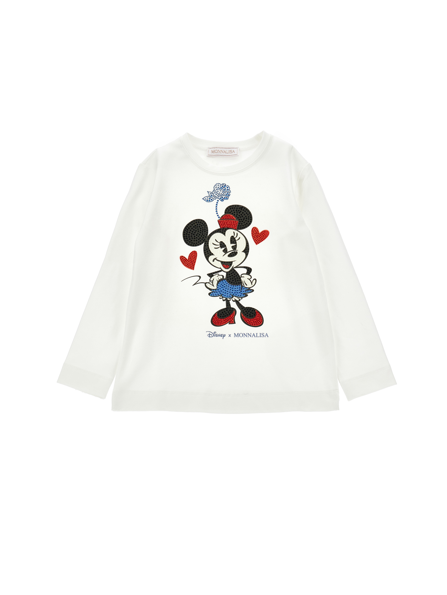 Monnalisa X Disney Minnie Mouse Graphic Long-sleeve Top In White