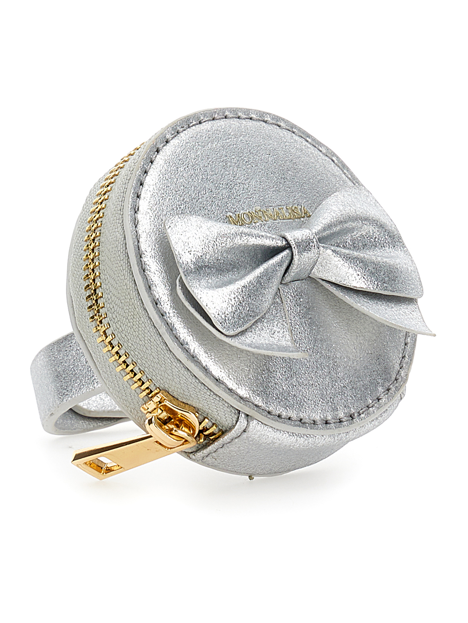 Shop Monnalisa Glitter Bracelet Purse In Silver