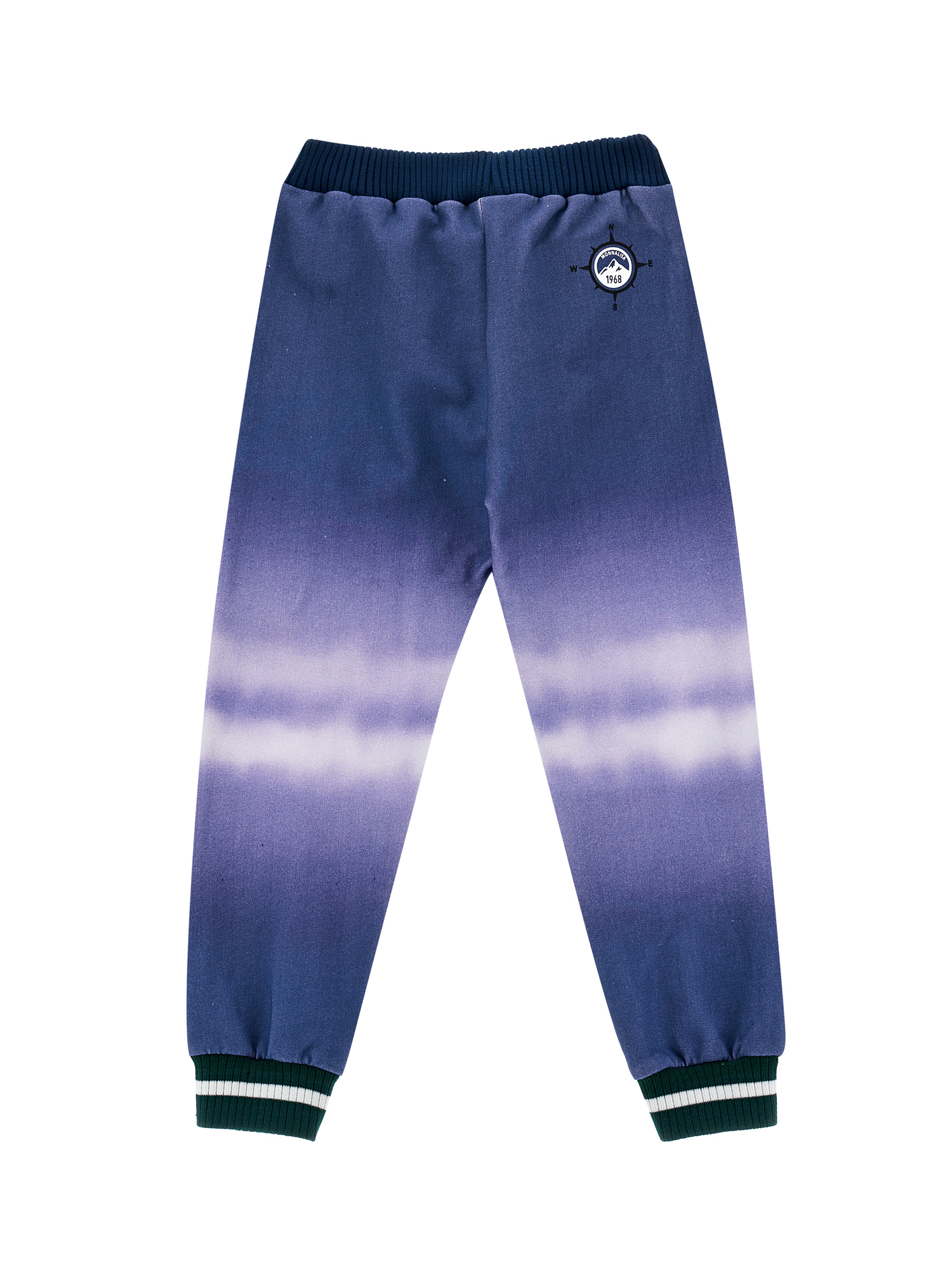 Monnalisa Graduated Fleece Joggers In Blue + Cream