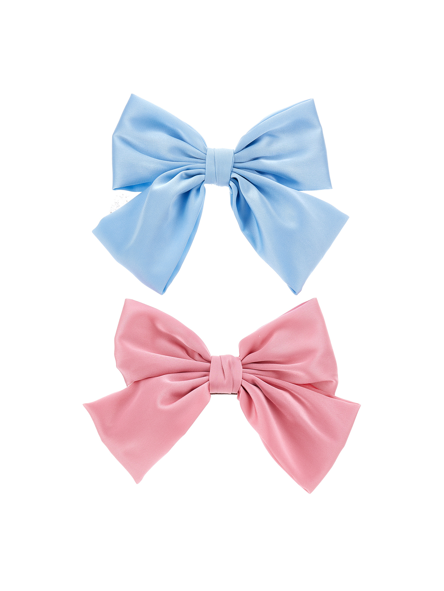 Monnalisa Set Of Two Bow Hair Clips In Pink  + Light Blue