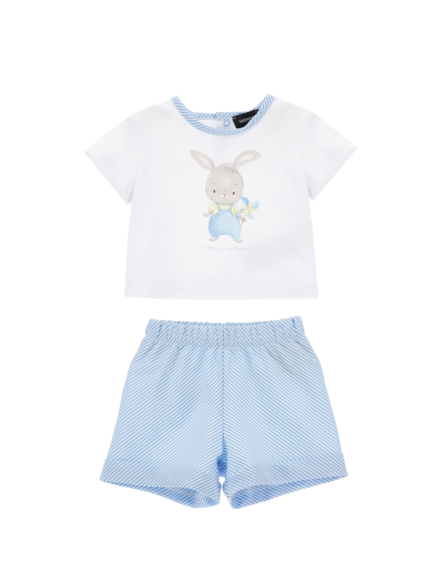 Monnalisa Babies'   Two-piece Newborn Jersey Set In White + Cloud