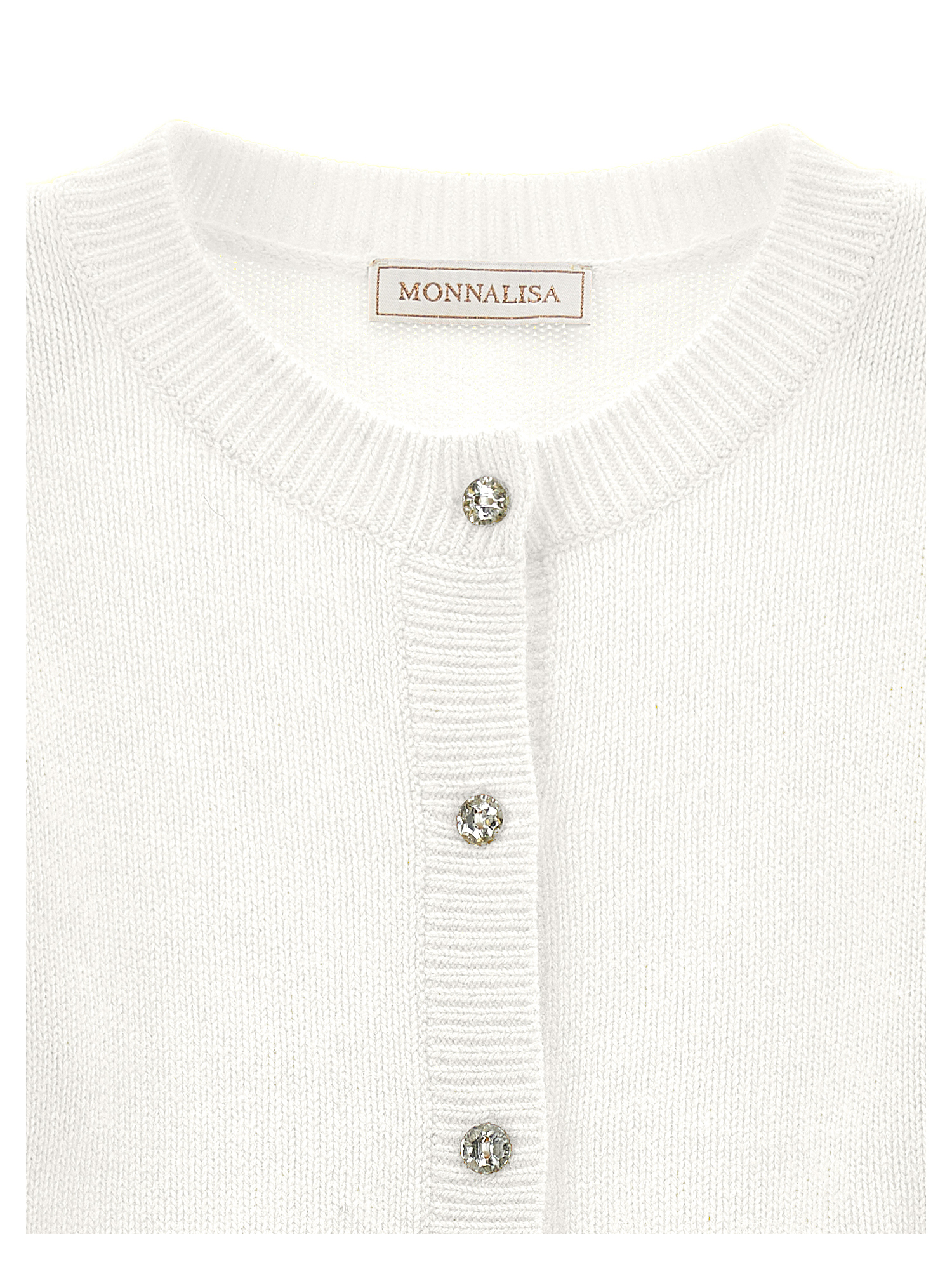 Monnalisa Soft Knit Cardigan In Cream