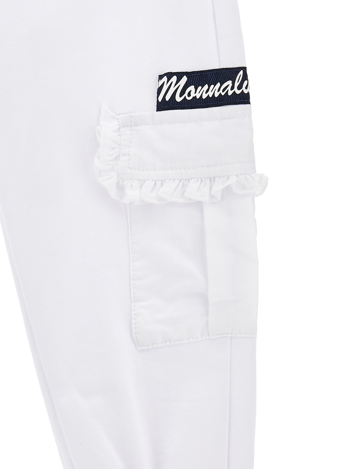 Shop Monnalisa Stretch Fleece Joggers In White