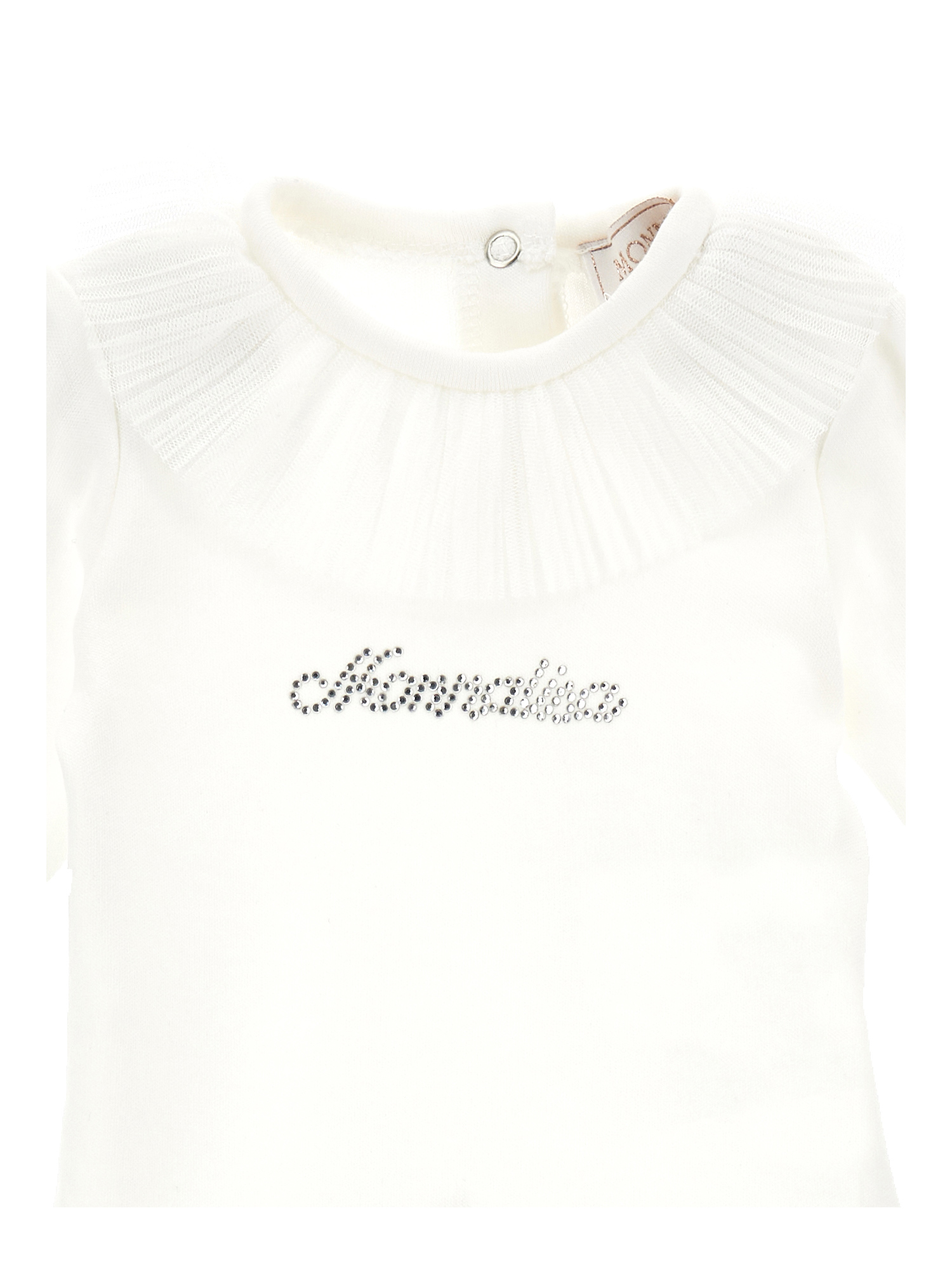 Shop Monnalisa Three-piece Cotton Baby Girl Set In Cream