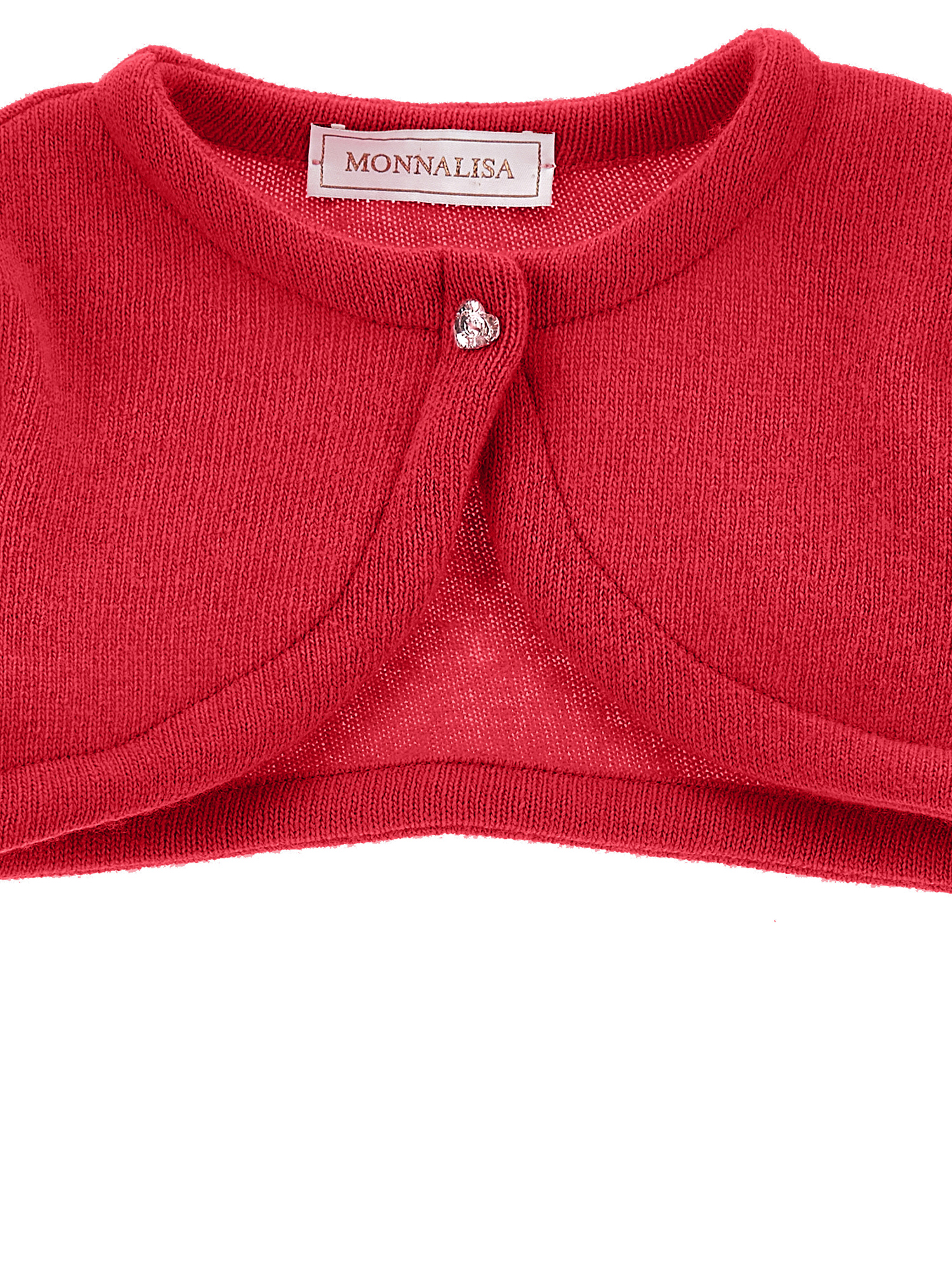 Monnalisa Merino Wool Cardigan In Ruby Red