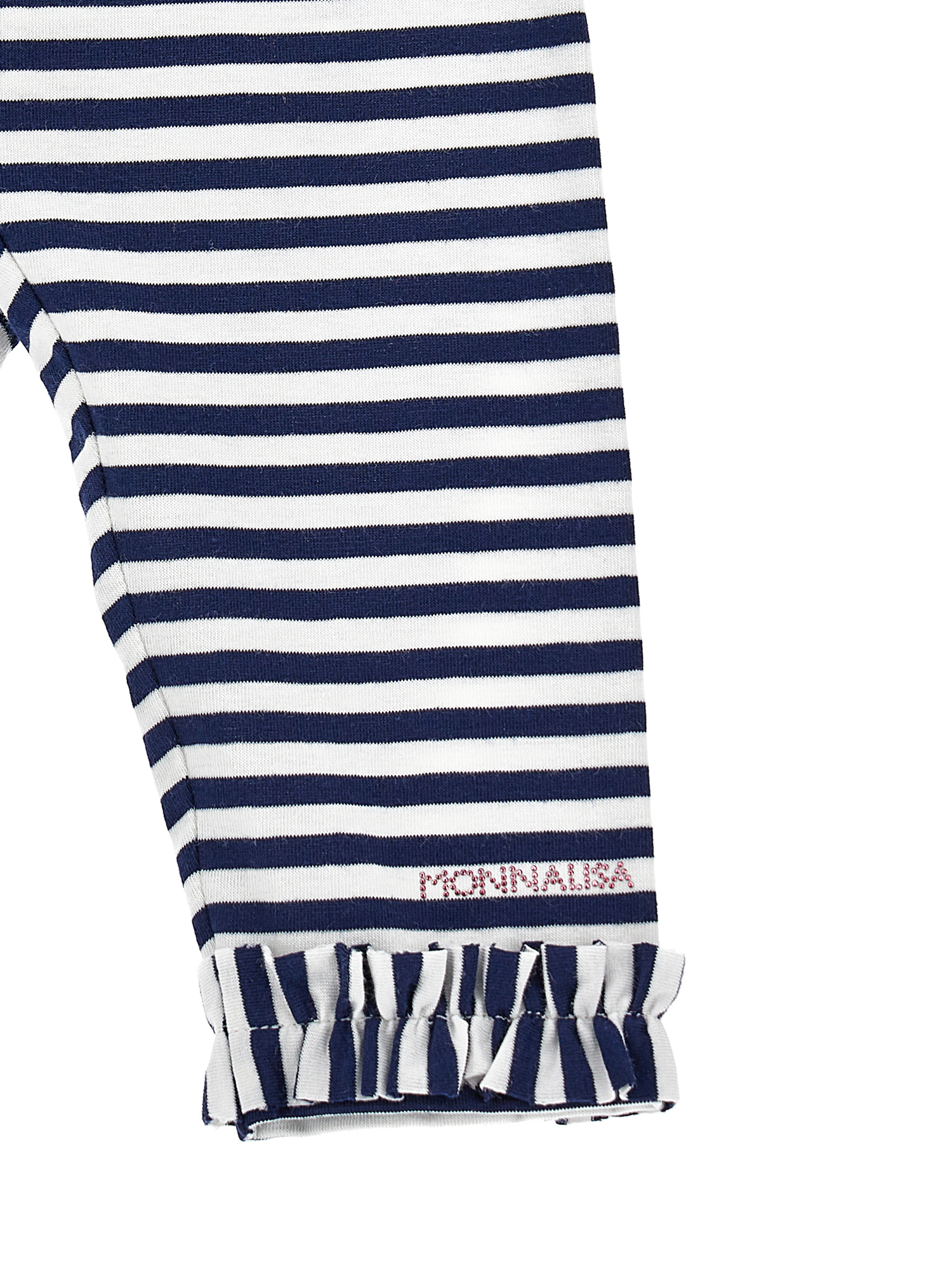 Shop Monnalisa Striped Leggings In White + Blue