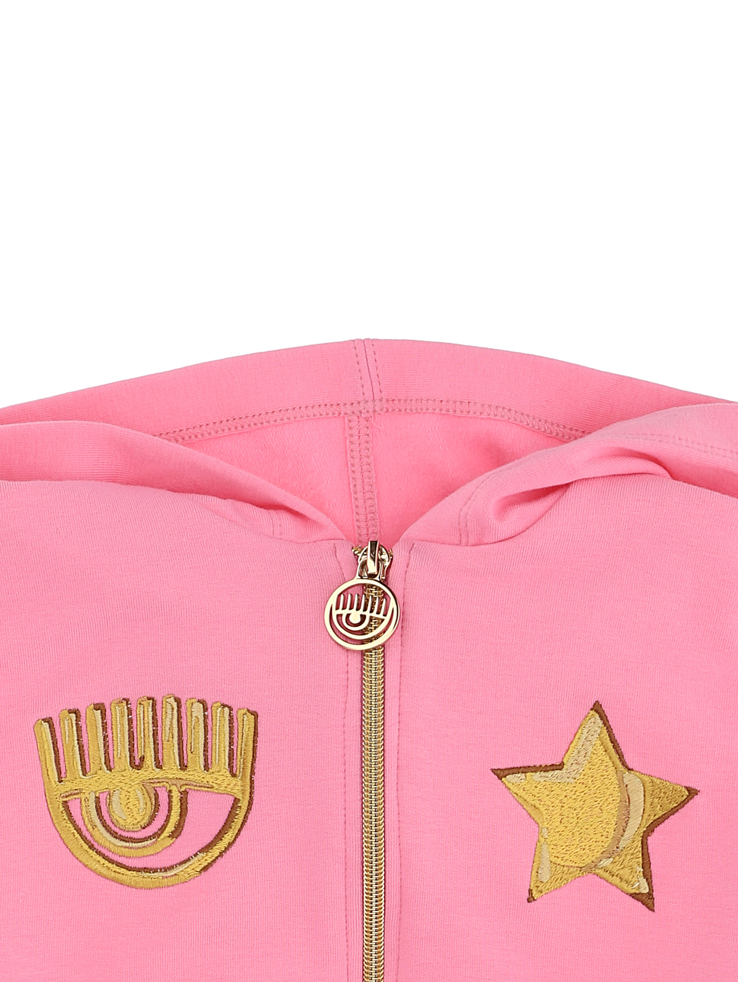 Shop Chiara Ferragni Eyestar Gold Hoodie In Sachet Pink