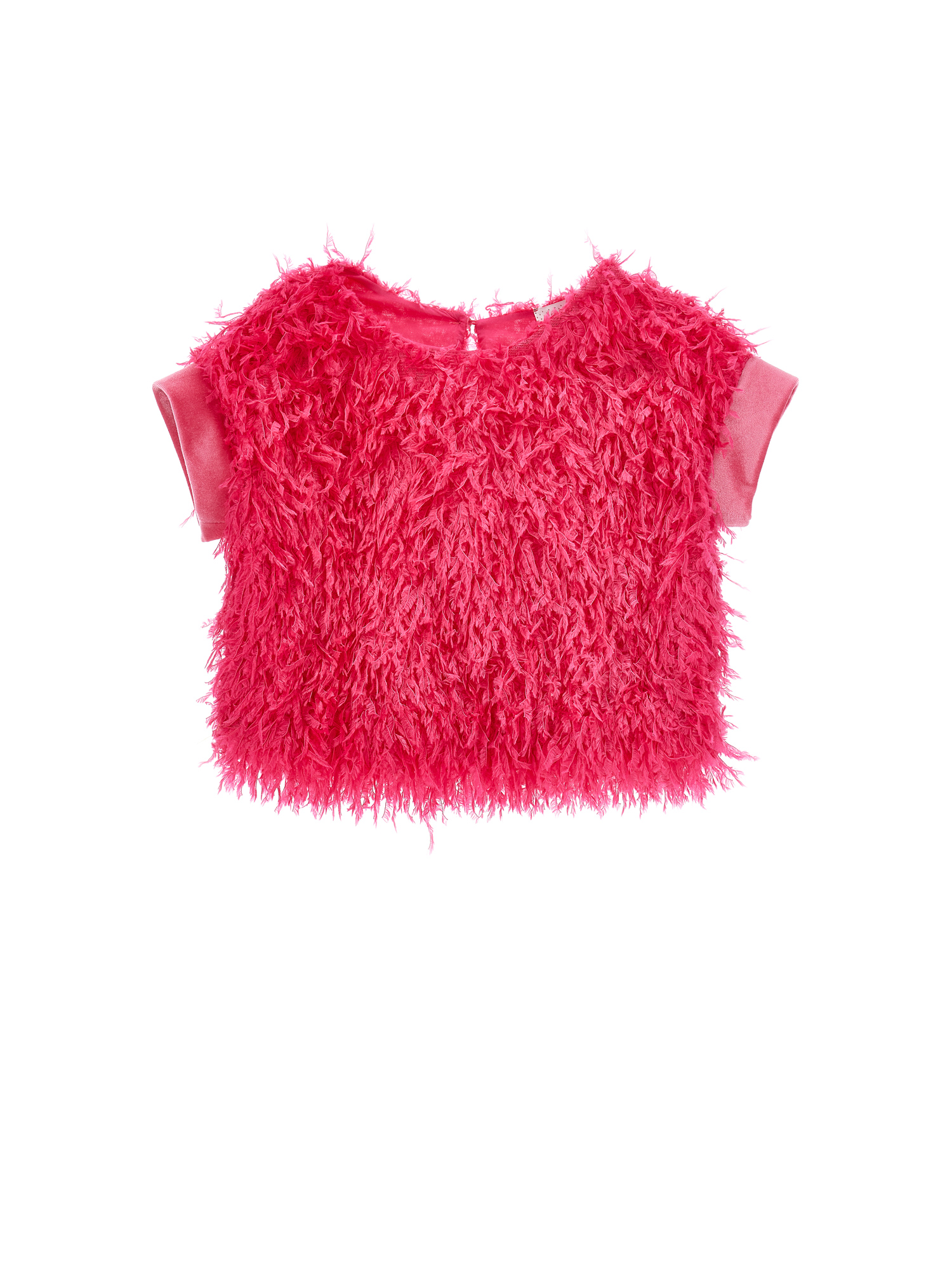 Monnalisa Kids'   Feather-effect Top In Fuchsia