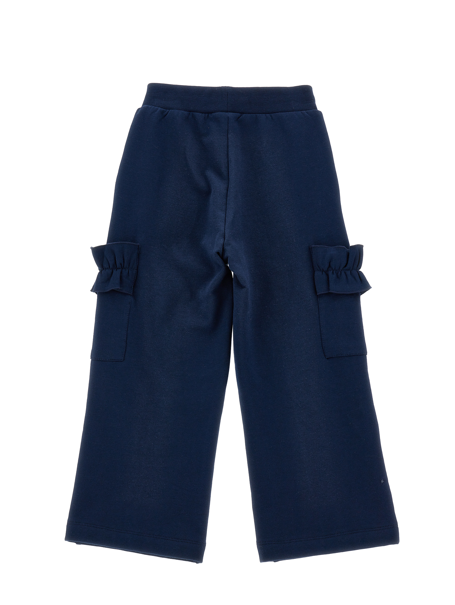 Monnalisa Fleece Trousers With Ruffles In Dark Blue