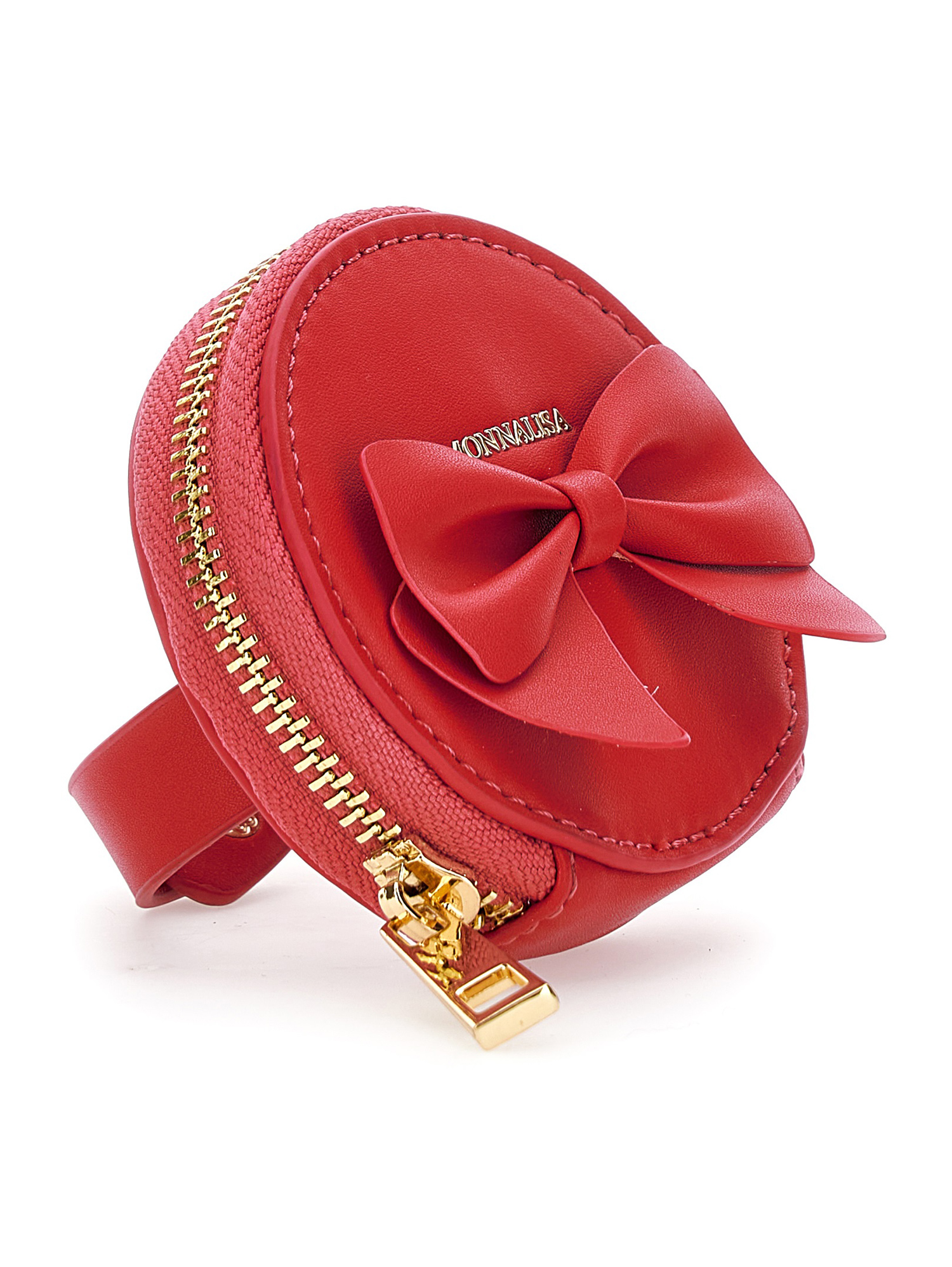 Monnalisa Regenerated Leather Bracelet Purse In Ruby Red