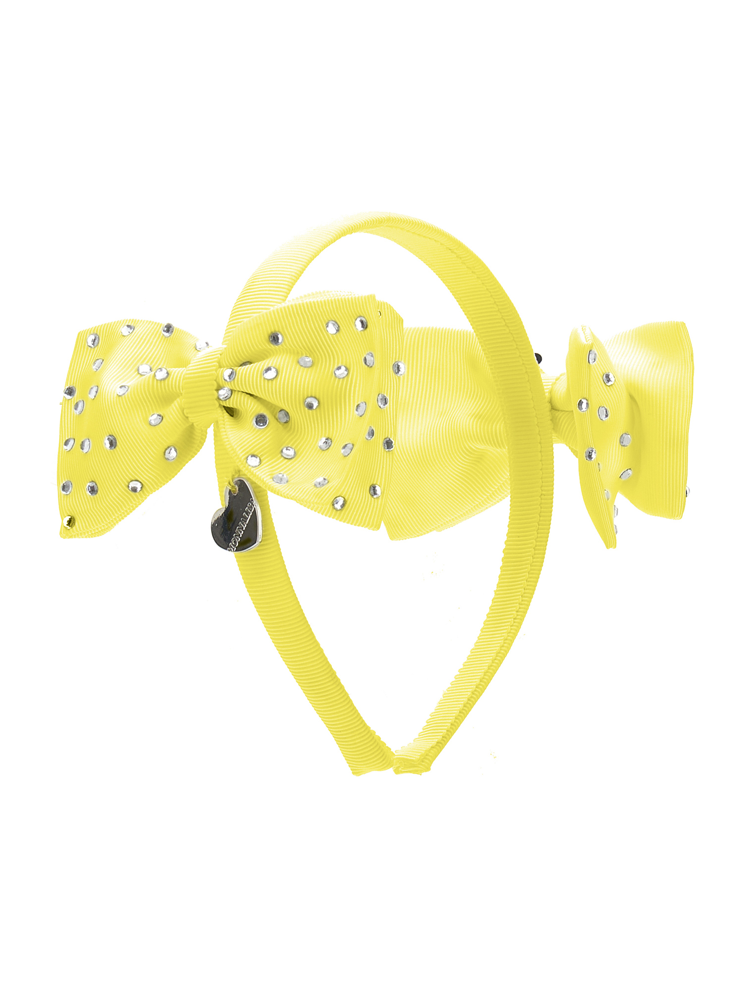 Shop Monnalisa Double Bow Hairband In Light Yellow