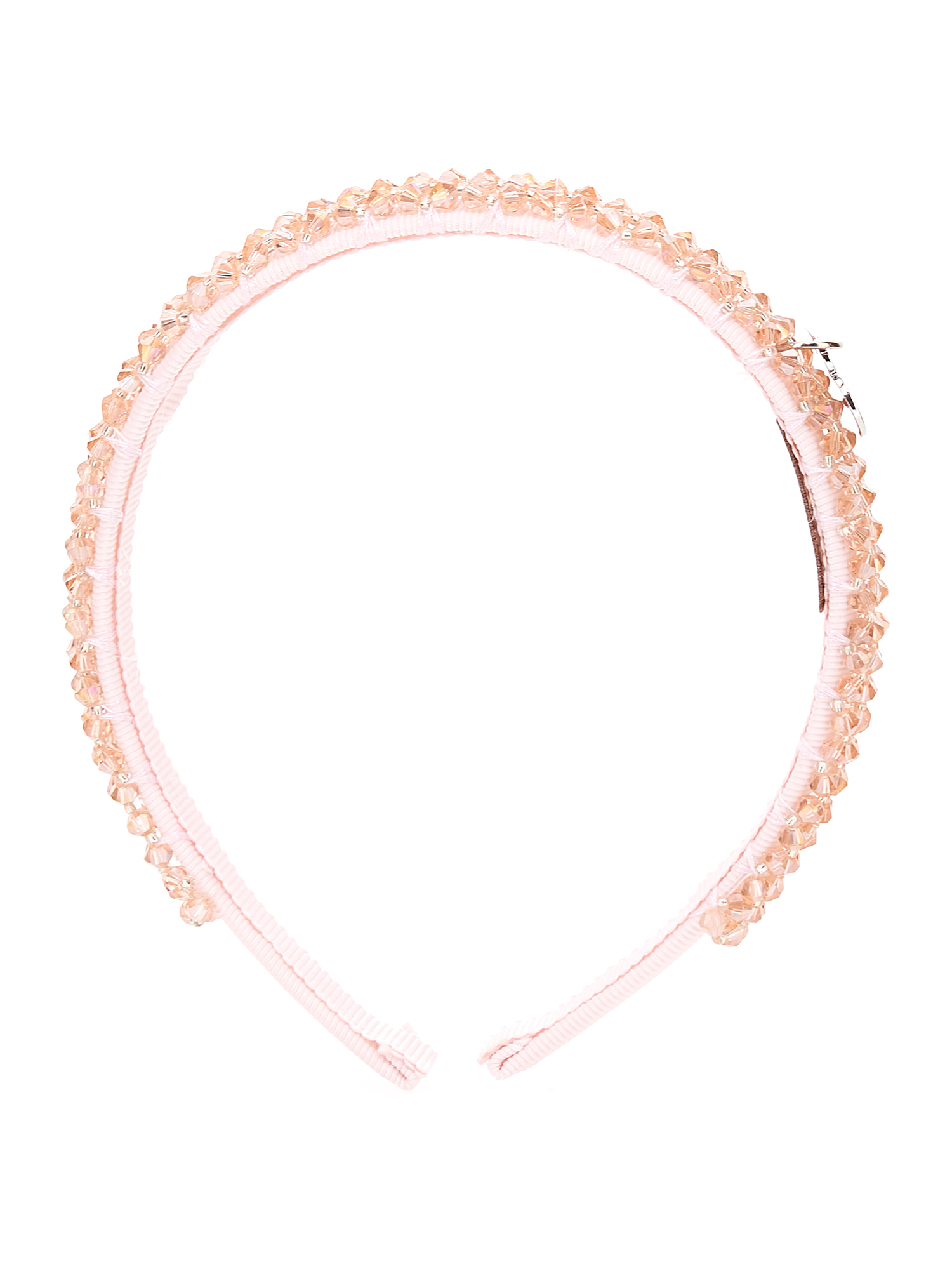 Monnalisa Kids'   Hairband With Beads In Dusty Pink Rose