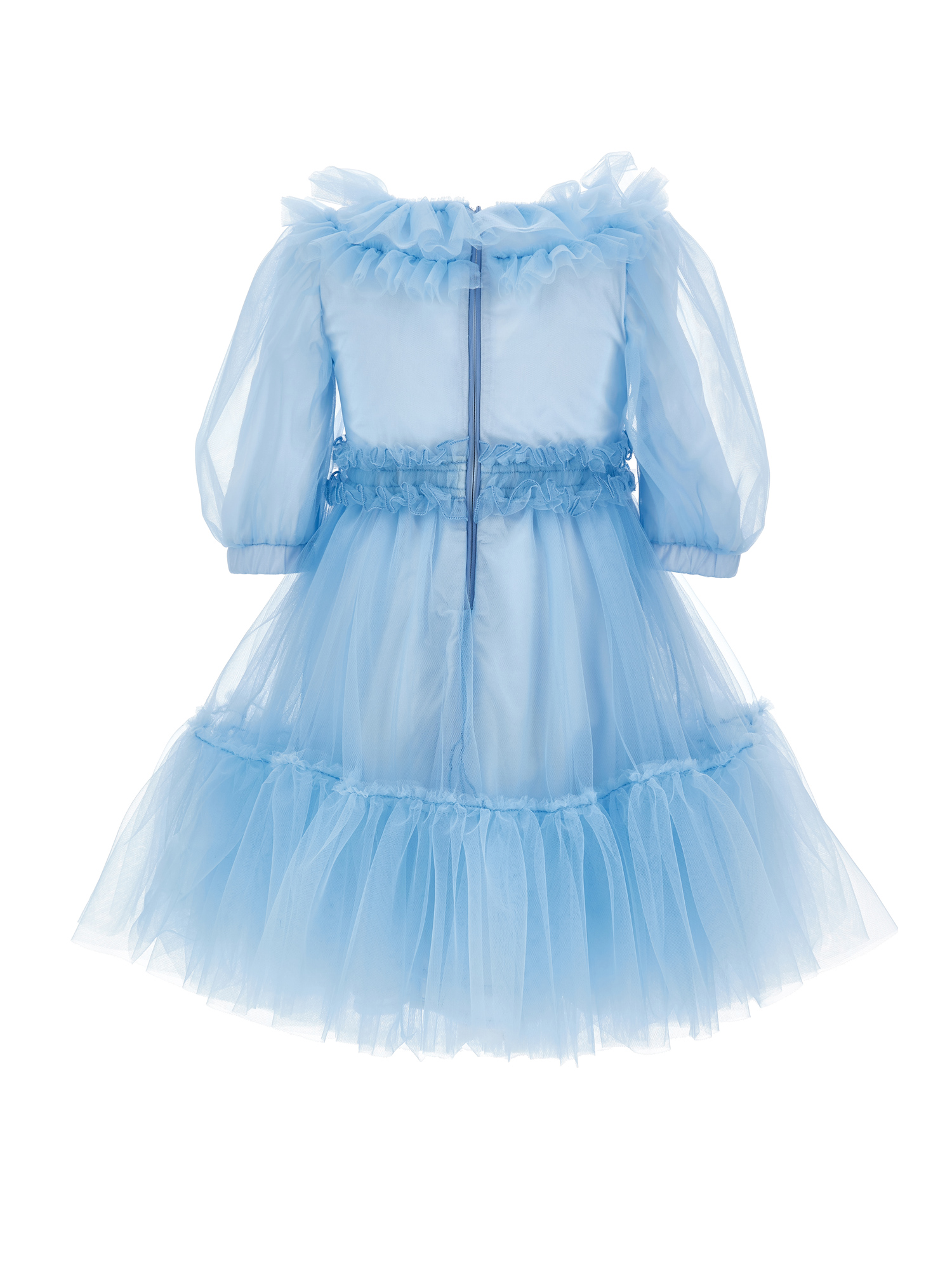Monnalisa Ruffled Tulle Dress In Blue