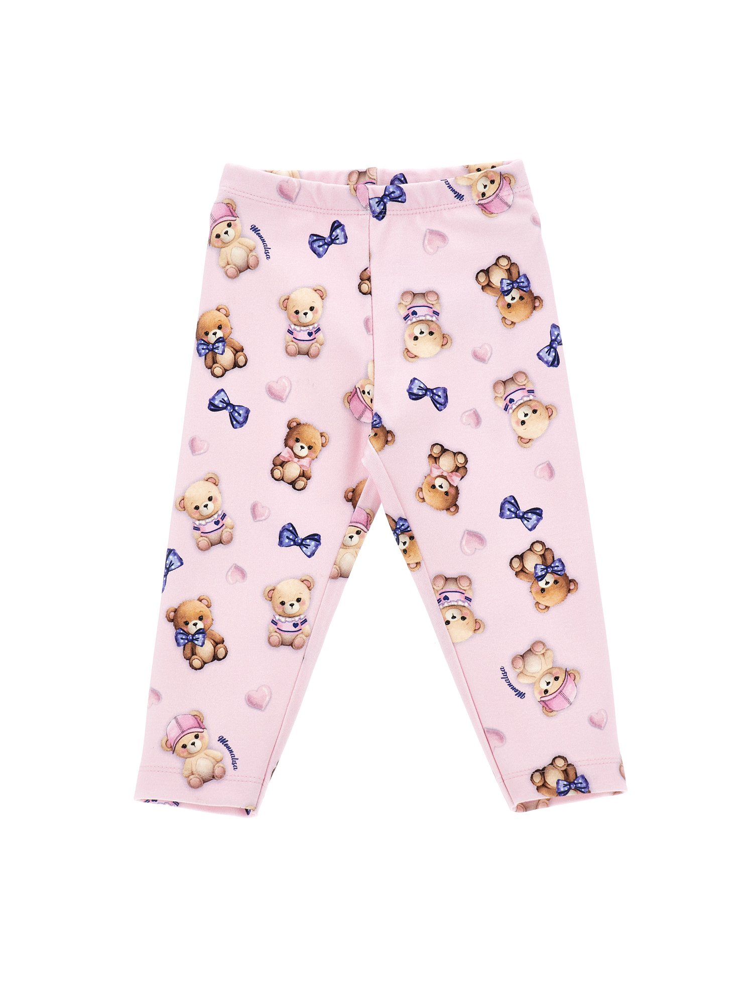 Monnalisa Milano Stitch Leggings With Teddy Bear Print In Rosa Fairy Tale