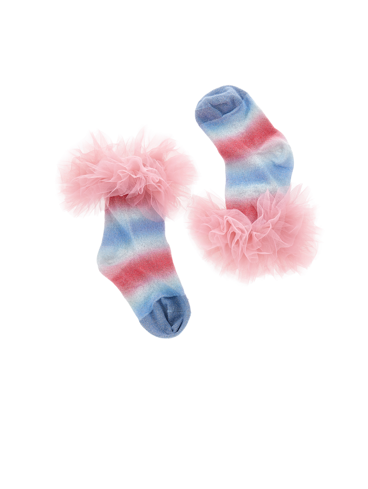Shop Monnalisa Frou Frou Socks In Pink  + Light Blue