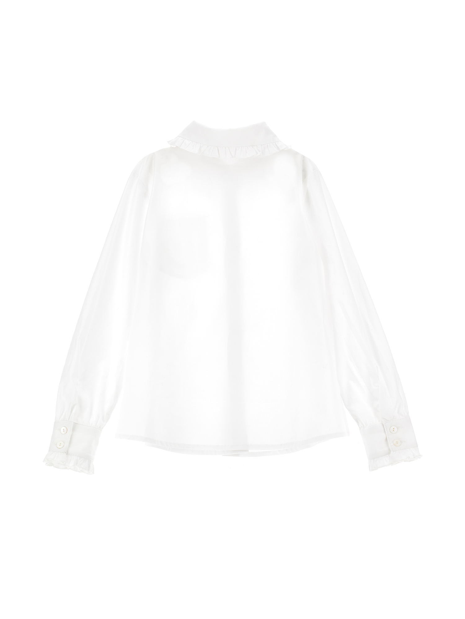 Shop Monnalisa Stretch Shirt With Bow In White + Blue