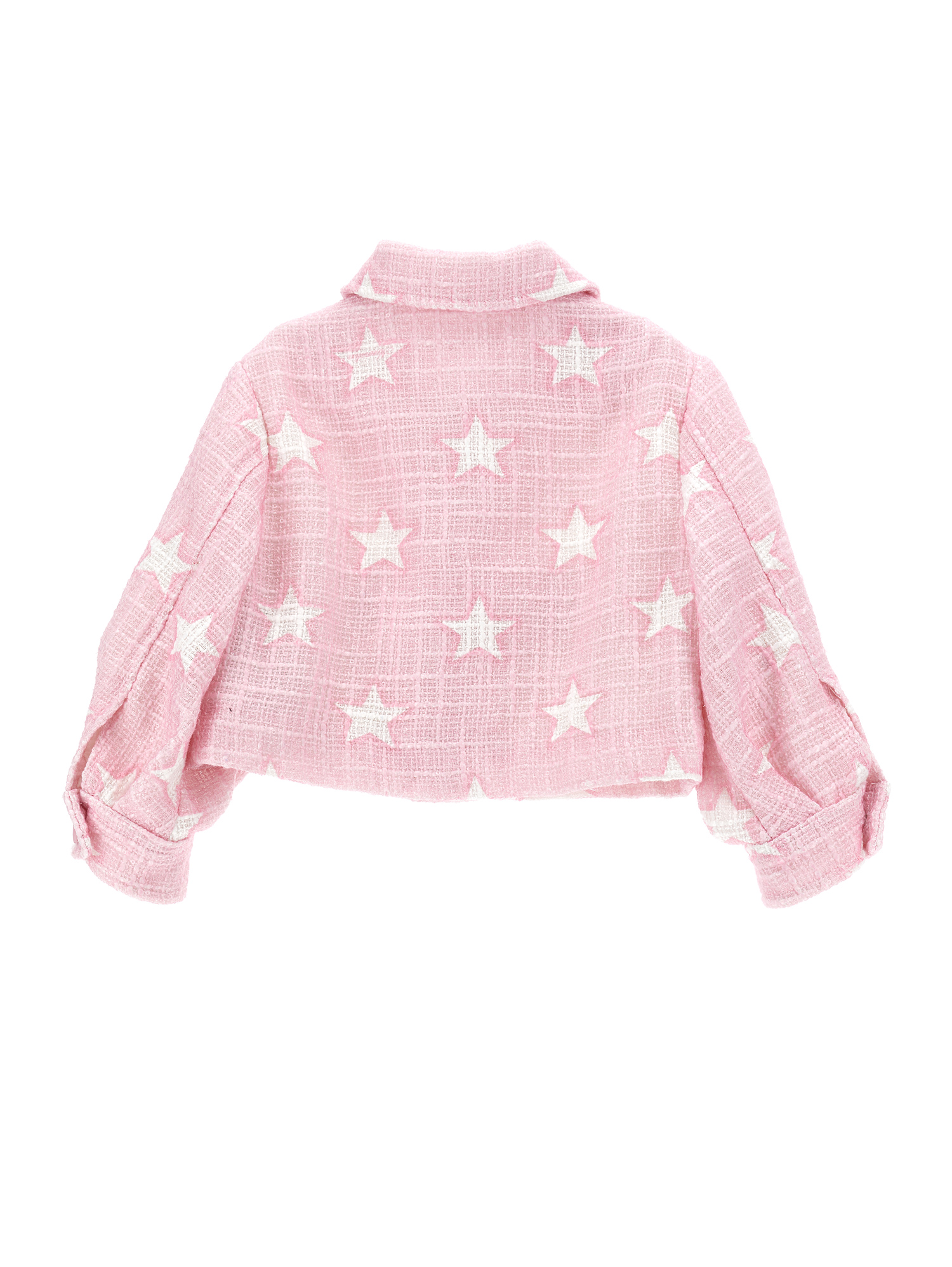 Monnalisa Printed Cotton Bouclé Jacket In Rosa Fairy Tale