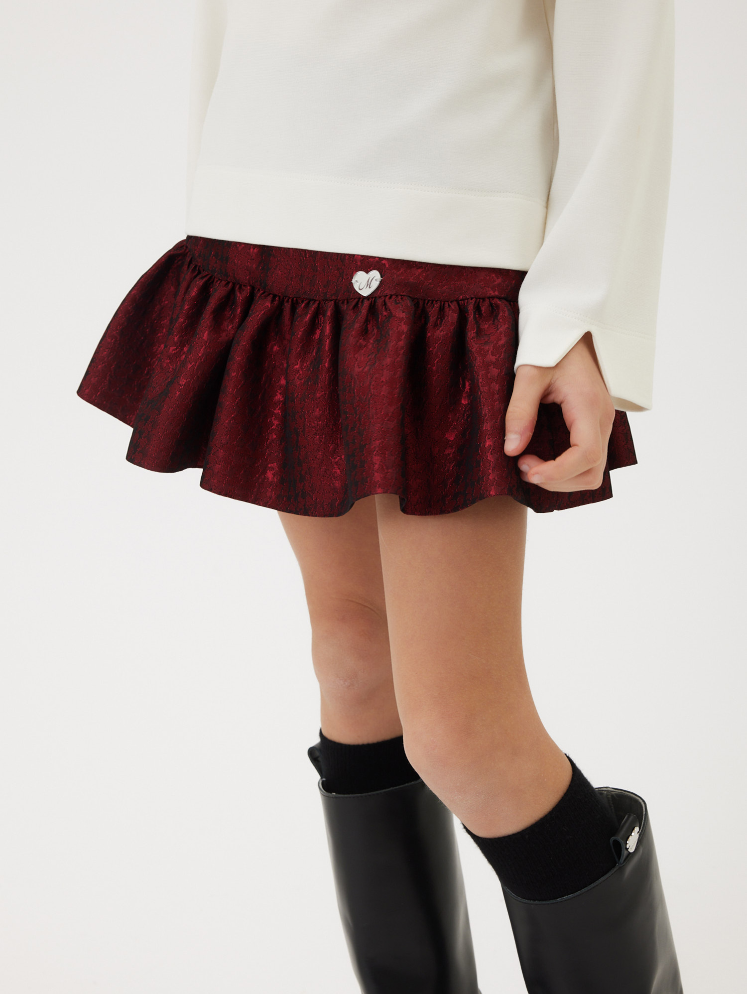 Monnalisa Houndstooth-pattern Mini Skirt In Ruby Red