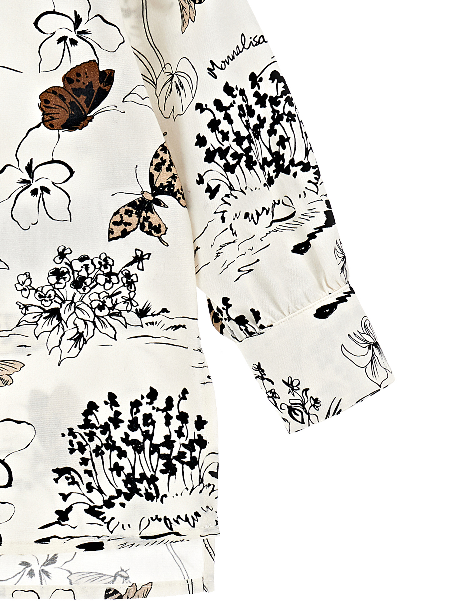 Monnalisa Shirt With Maxi Collar In Cream