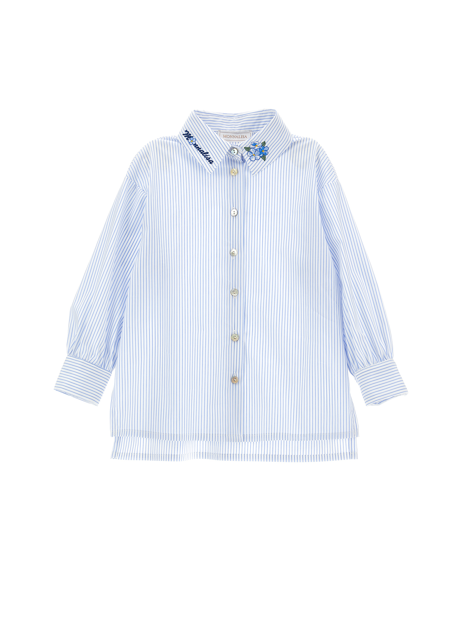 Monnalisa Camicia cotone con colletto ricamato