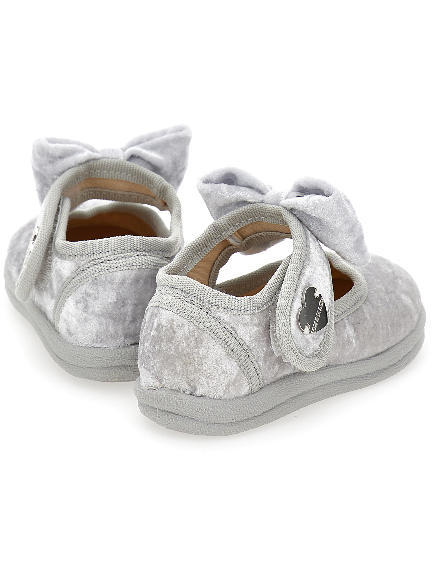 Monnalisa Velvet Shoes With Bow In Grey
