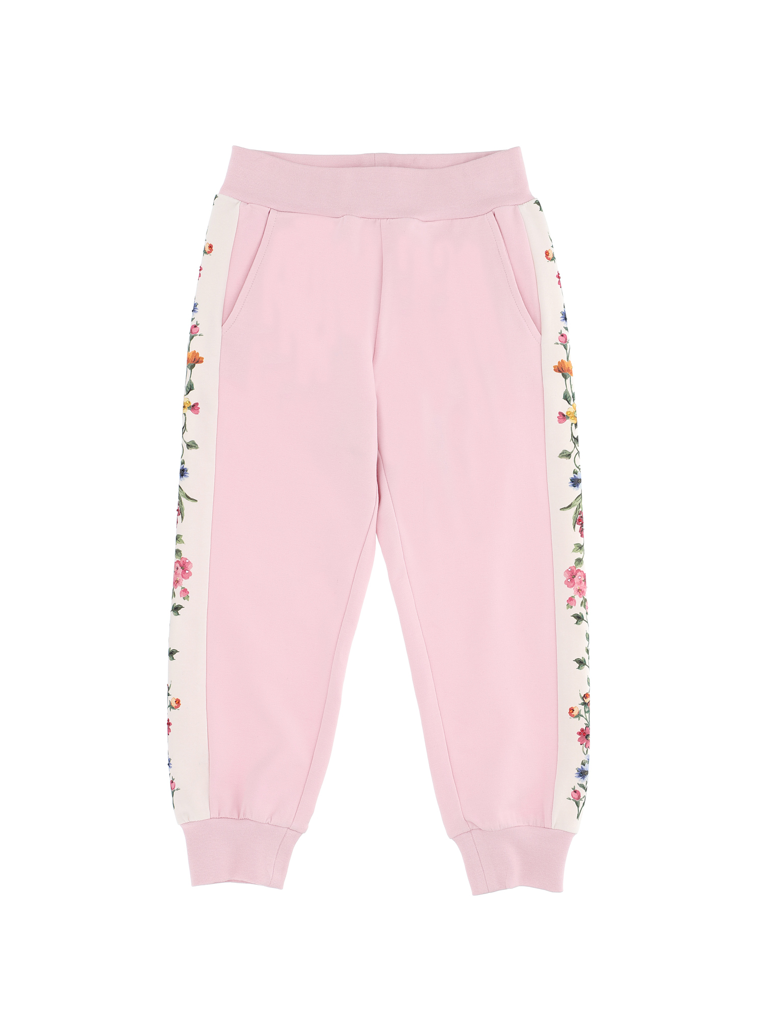 Monnalisa Jogger felpa con bande floreali