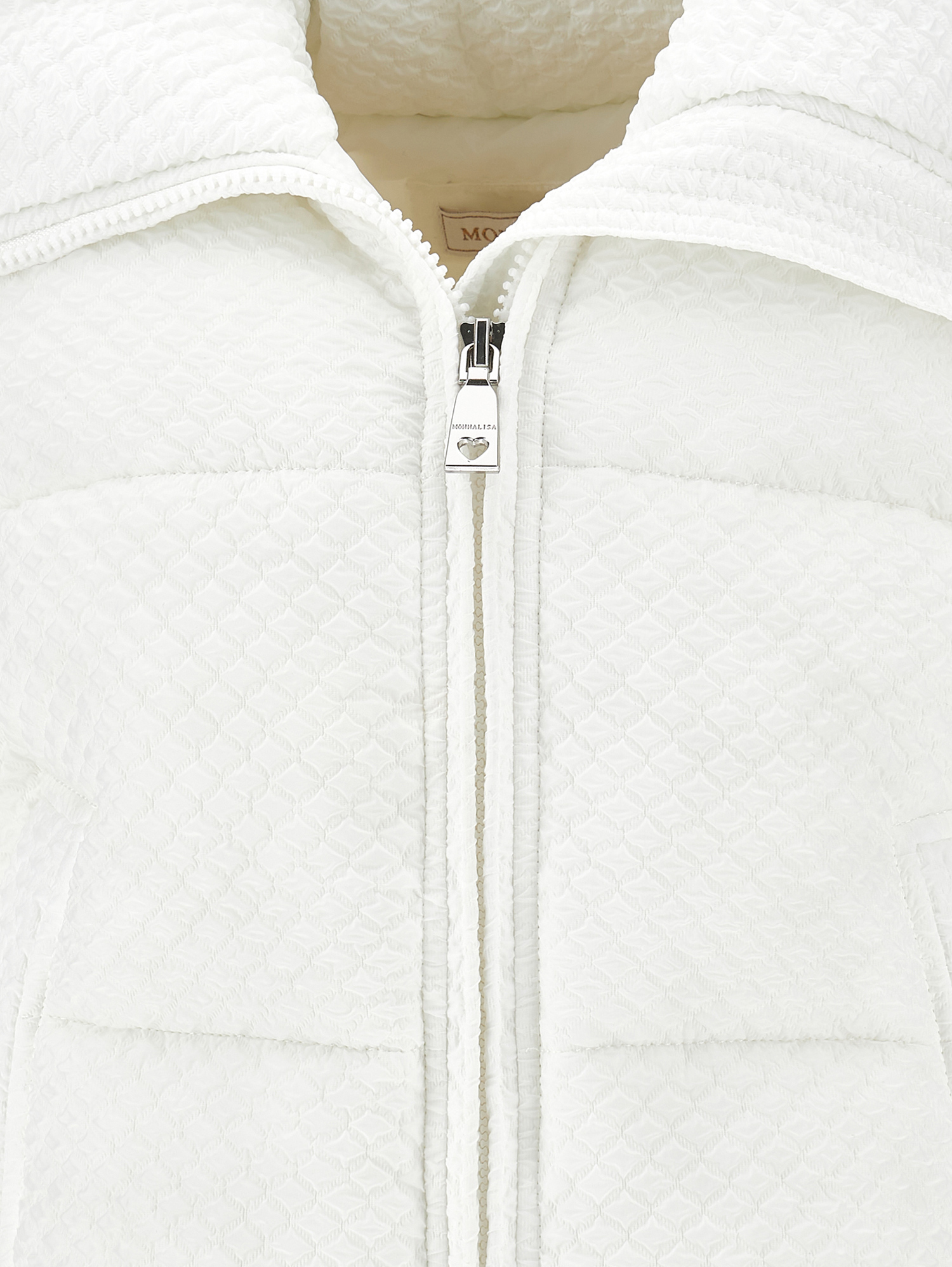 Monnalisa Short Embossed Nylon Down Jacket In Cream