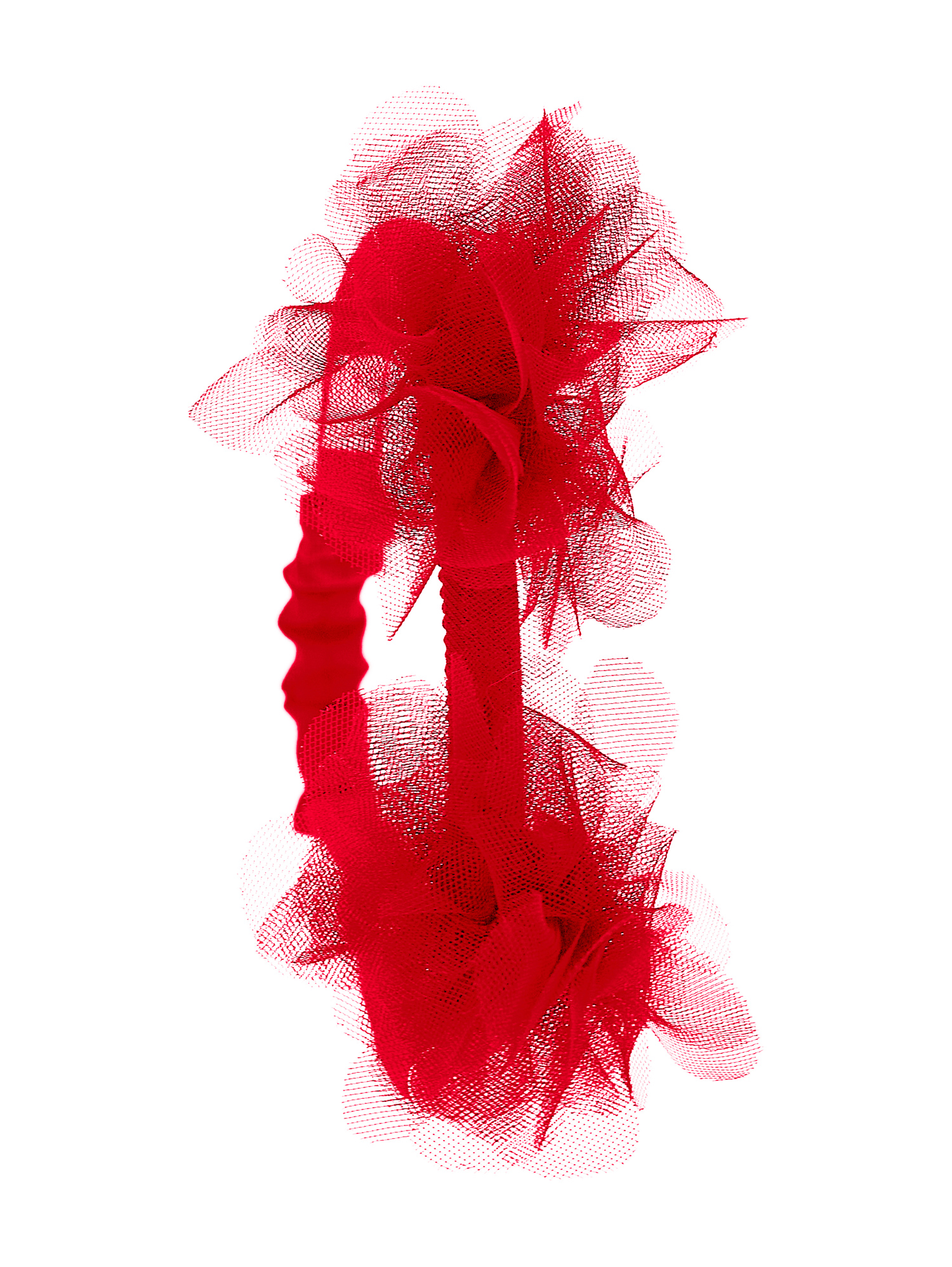 Shop Monnalisa Hairband In Tulle With Pom Pom In Red