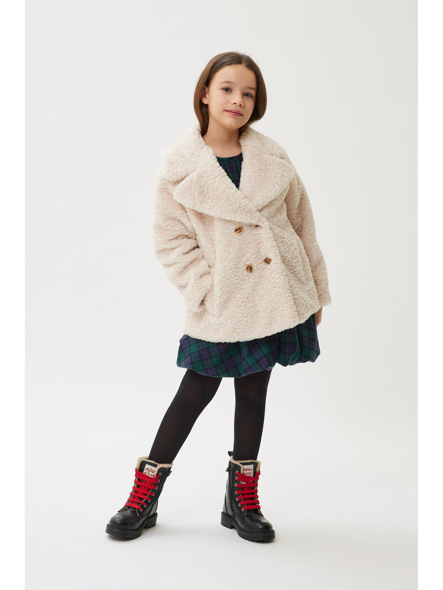 Philosophy Di Lorenzo Serafini Philosophy Kids  Double-breasted Teddy Coat In Neutral