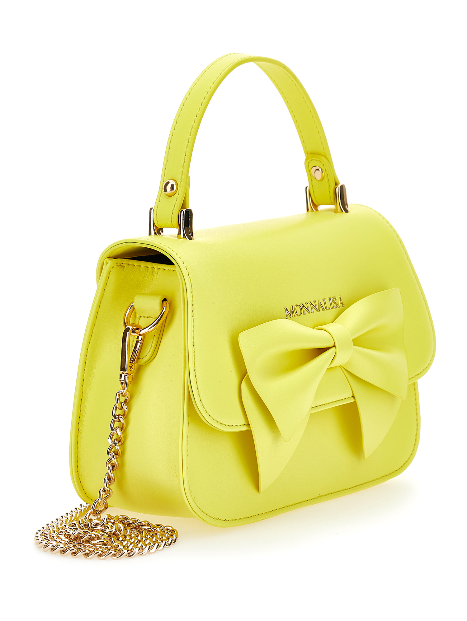 Shop Monnalisa Regenerated Leather Bag In Light Yellow