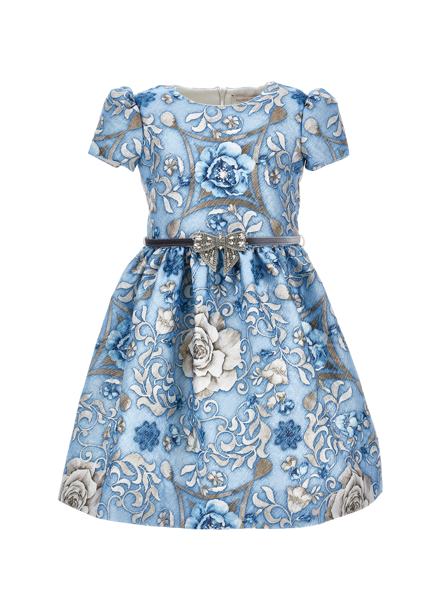 Monnalisa Lurex Brocade Dress In Blue