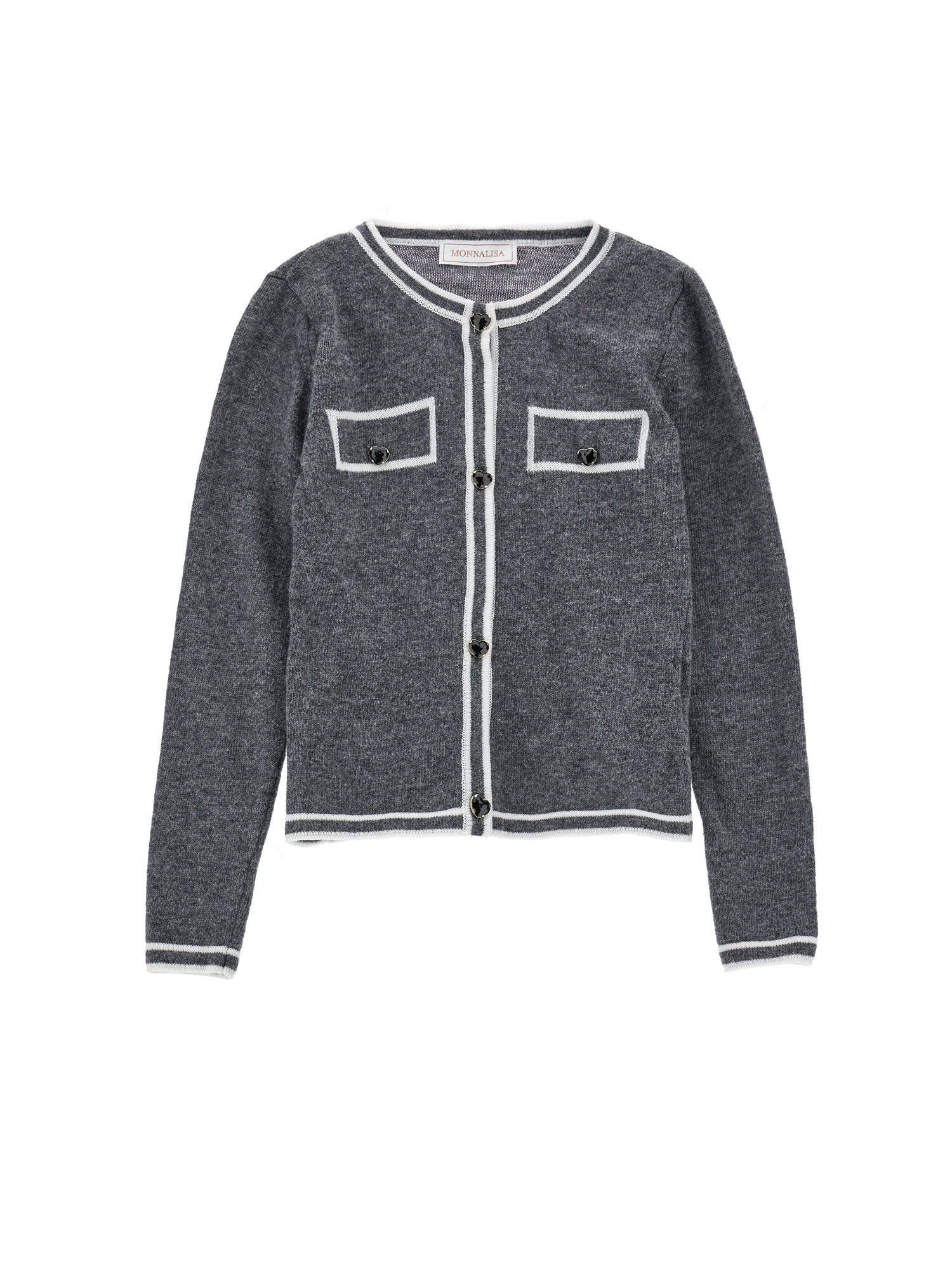 Monnalisa Kids'   Supersoft Two-tone Cardigan In Grey
