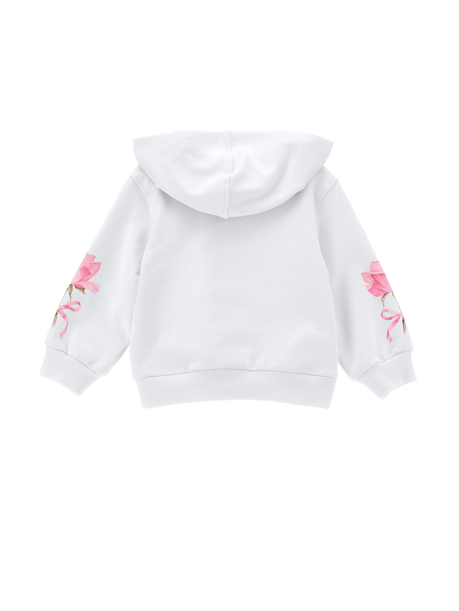 Monnalisa Open Hoodie With Roses In White