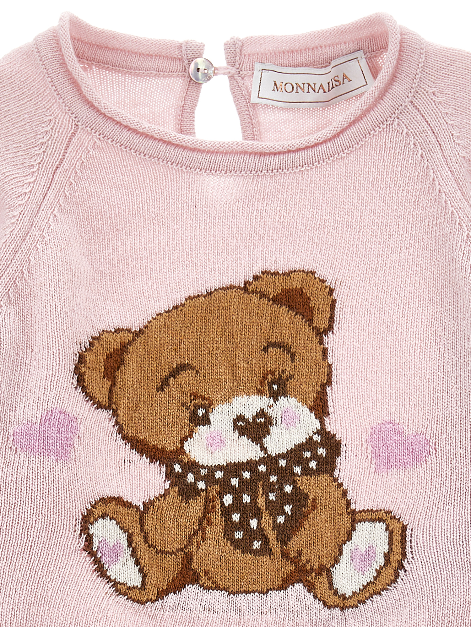 Shop Monnalisa Supersoft Teddy Bear Inlay Pullover In Light Pink