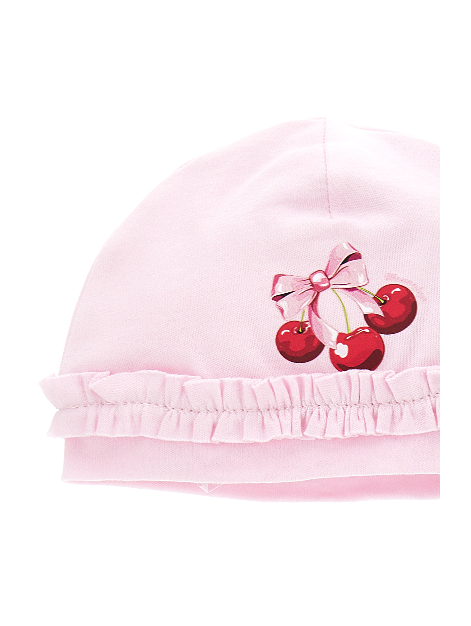 Monnalisa Embroidered Cotton Hat In Rosa Fairy Tale