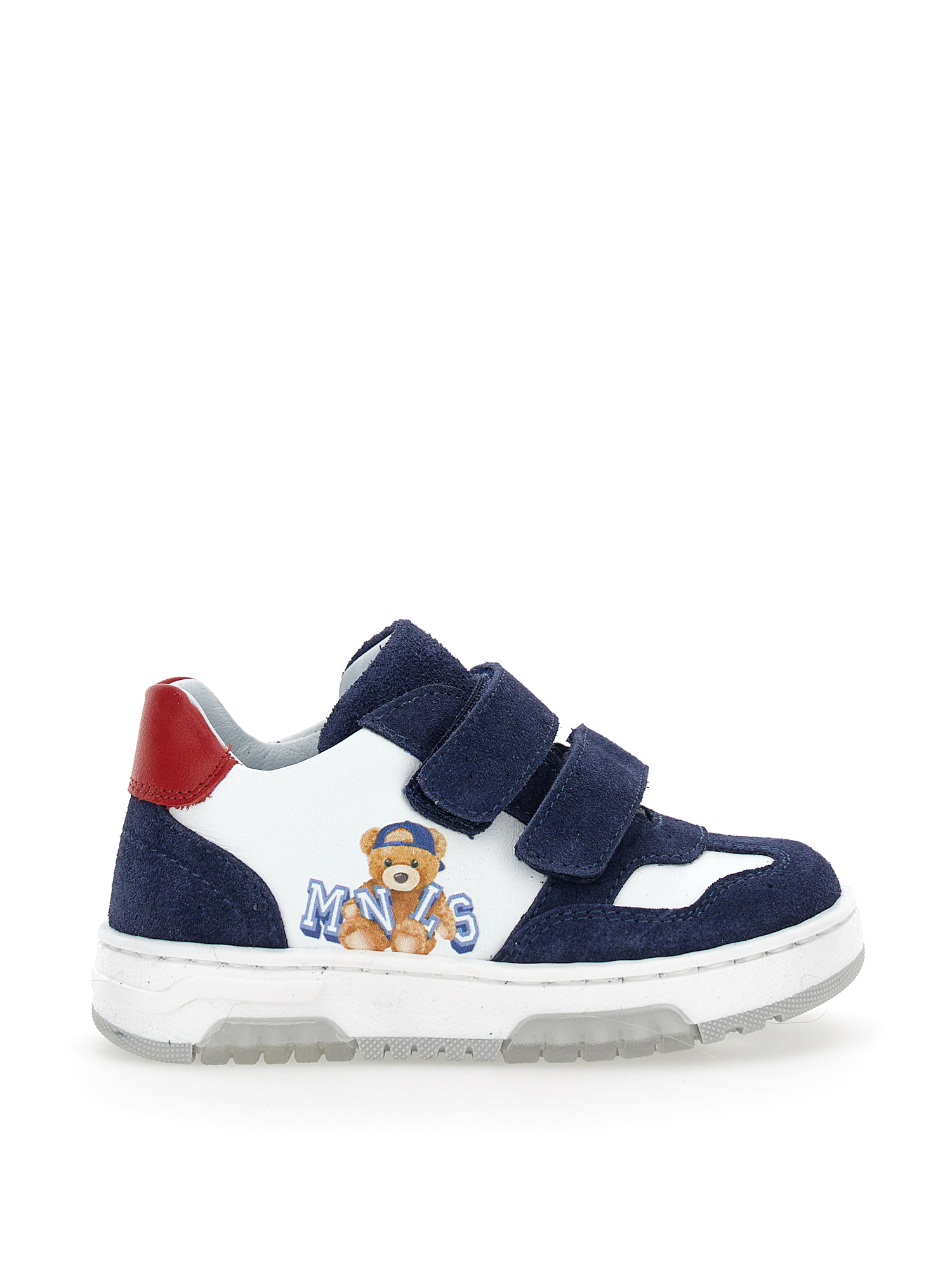 Monnalisa Teddy Nappa Sneakers In Cream + Navy Blue